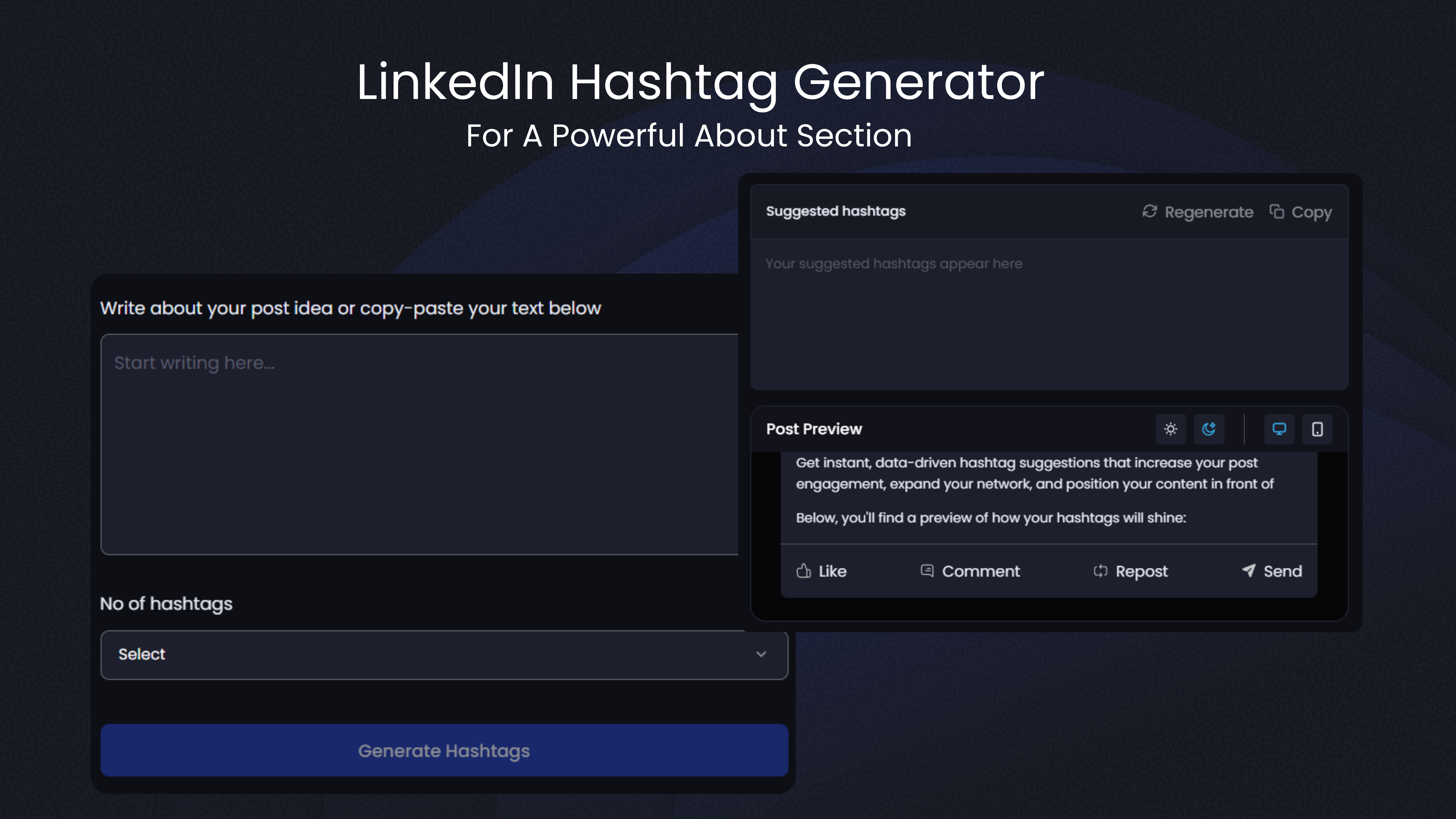 Cover Image of Linkedin Hashtag generator blog