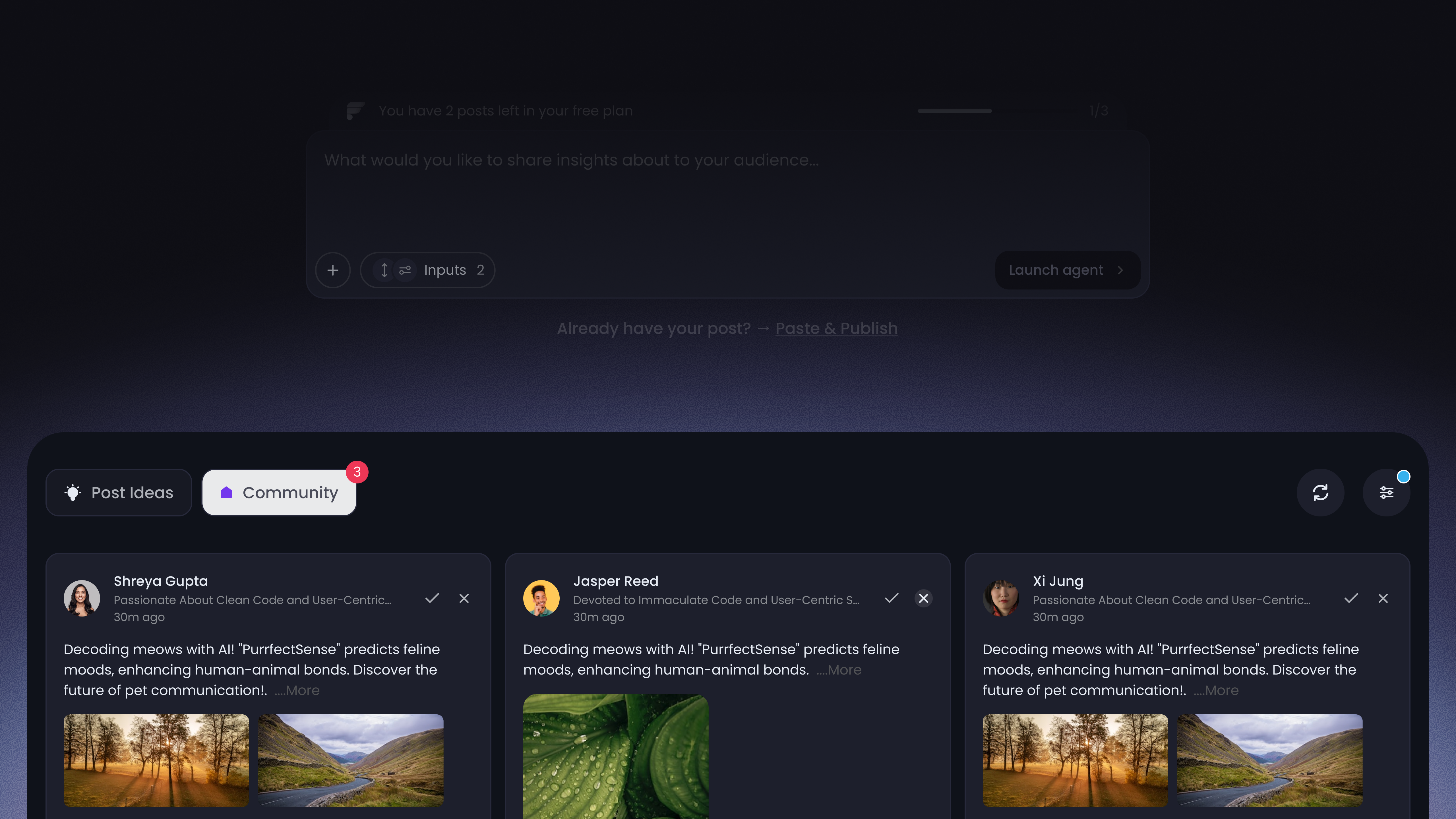 Explore posts inside community