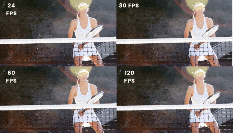 A list comparing different frame rates (FPS) and their optimal use cases for B-roll footage. Starting with 24 FPS, which provides a cinematic look ideal for films and documentaries. 30 FPS offers a balanced, natural look suitable for corporate and social media content. 60 FPS delivers smooth motion perfect for action sequences. Finally, 120 FPS and higher enables dramatic slow-motion effects and detailed motion analysis.