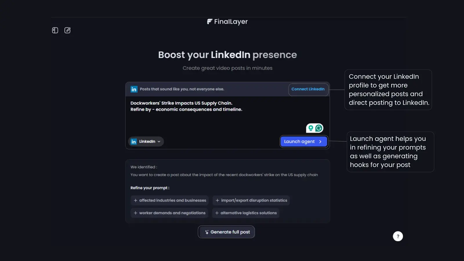 FinalLayer UI: Post on LinkedIn