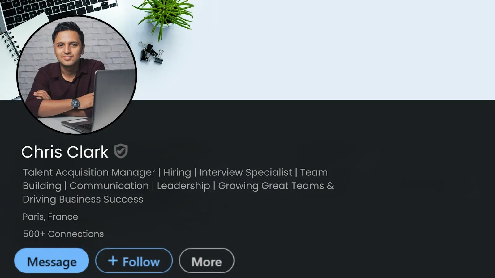 LinkedIn headline example