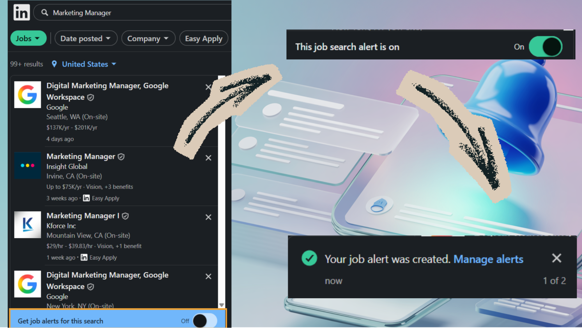 Preview of Job Alerts Interface