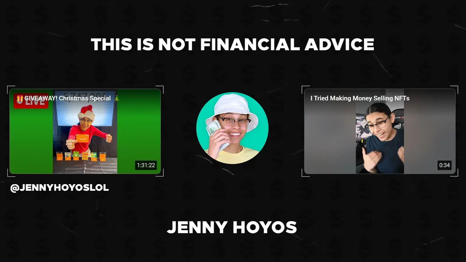 Screenshot of Jenny Hoyos's end screen with her channel icon and 2 video recommendations from her side
