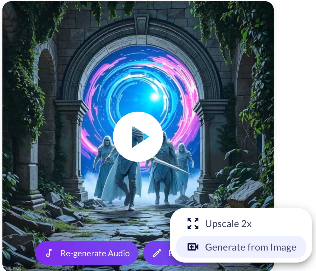 The Upscale 2x action on a generated video
