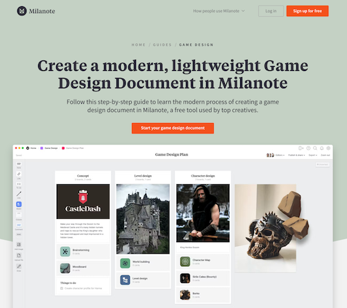 Game design software - Milanote