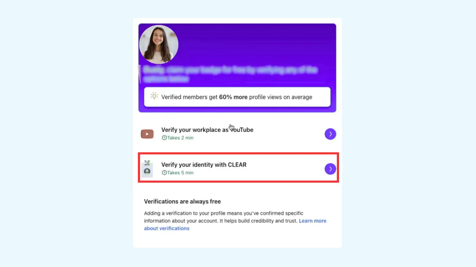 Screenshots showing verify with CLEAR option.