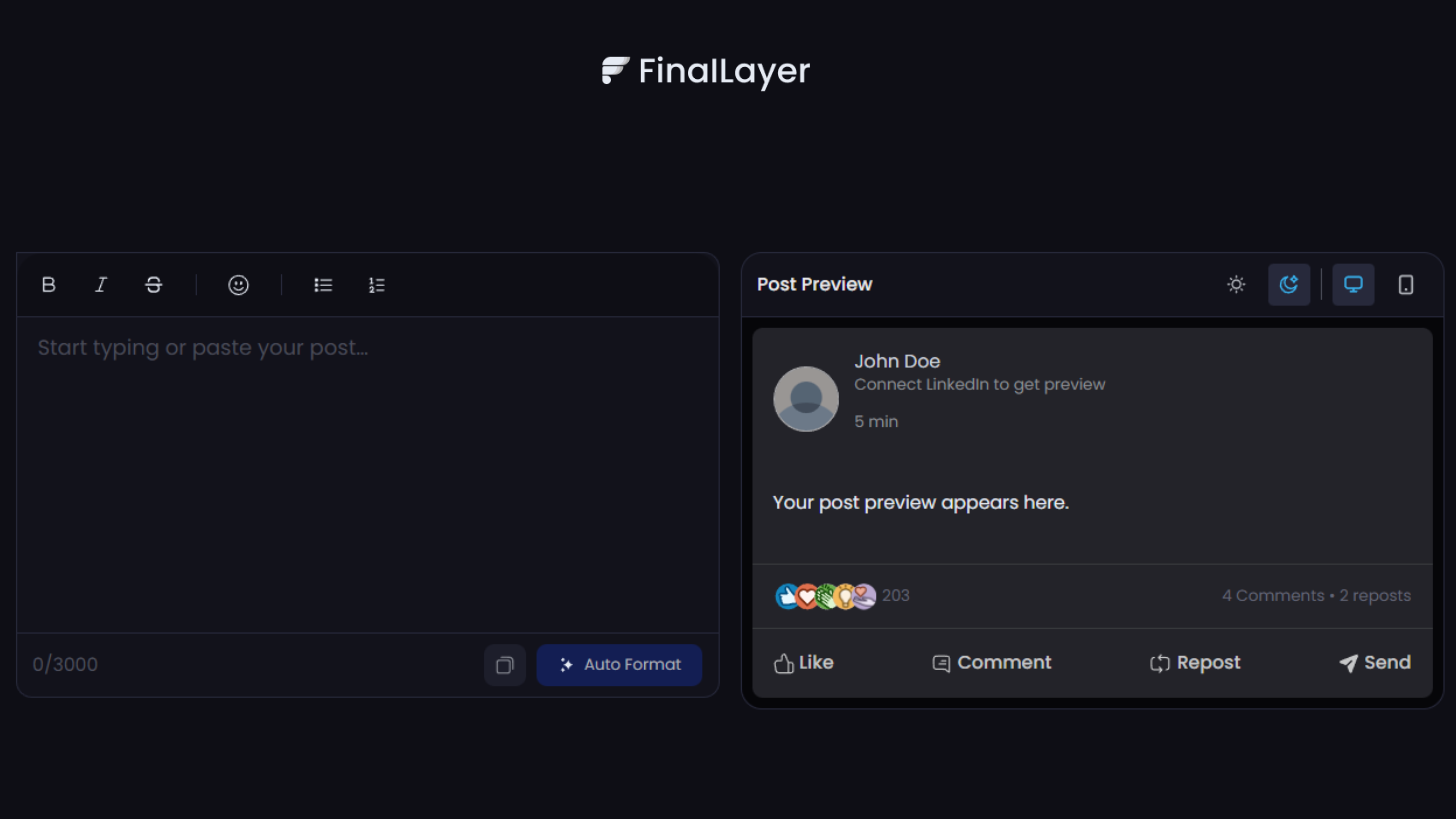 Final Layer text Formatter preview
