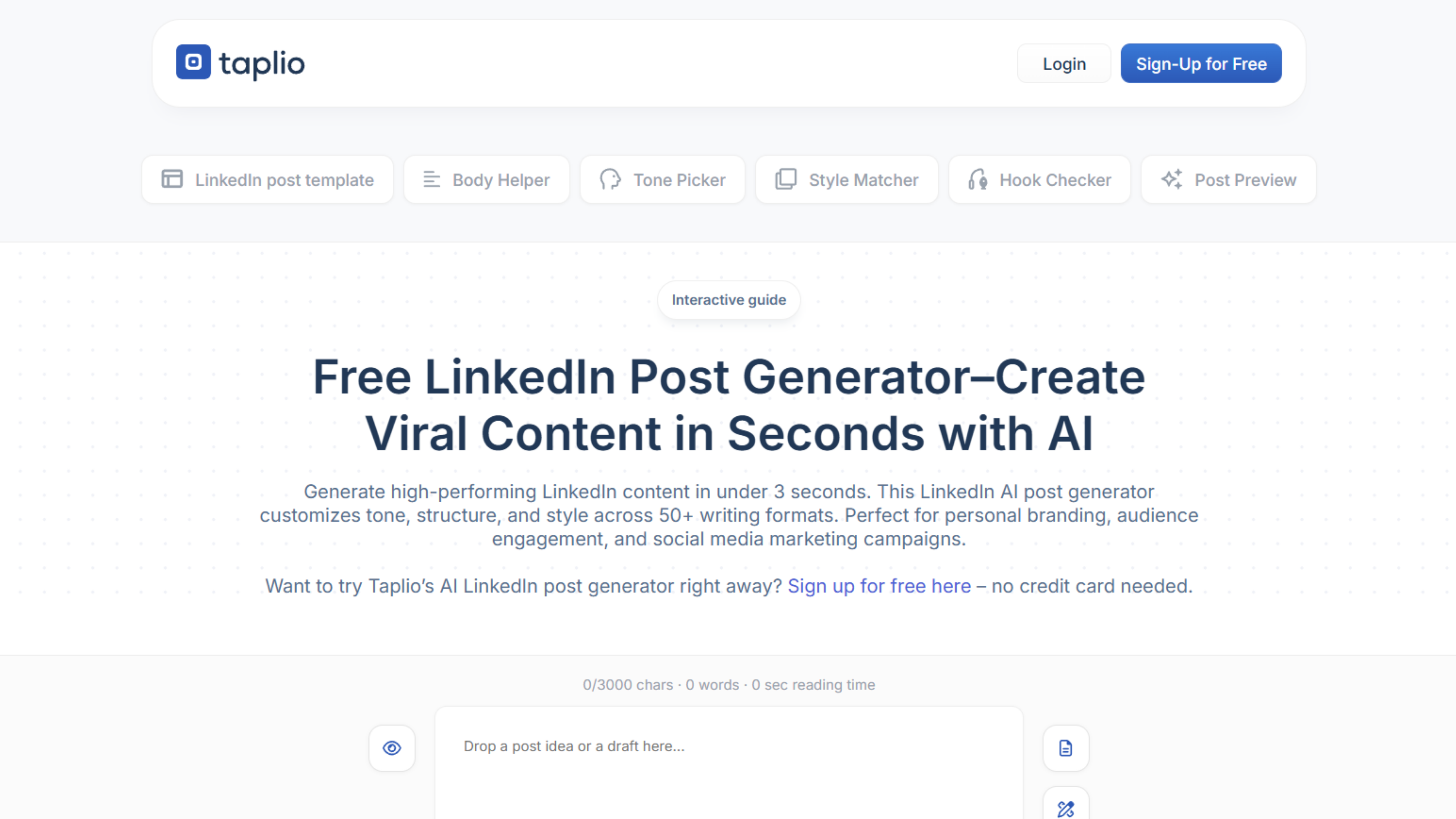 Taplio dashboard preview