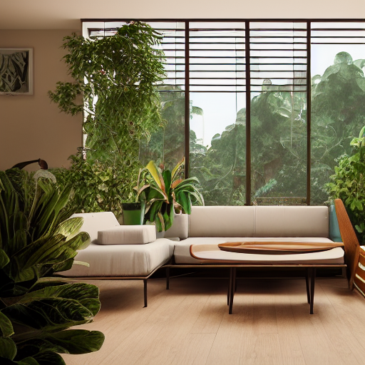 A Warm And Green Living Room - Designed By AI Illustwitter