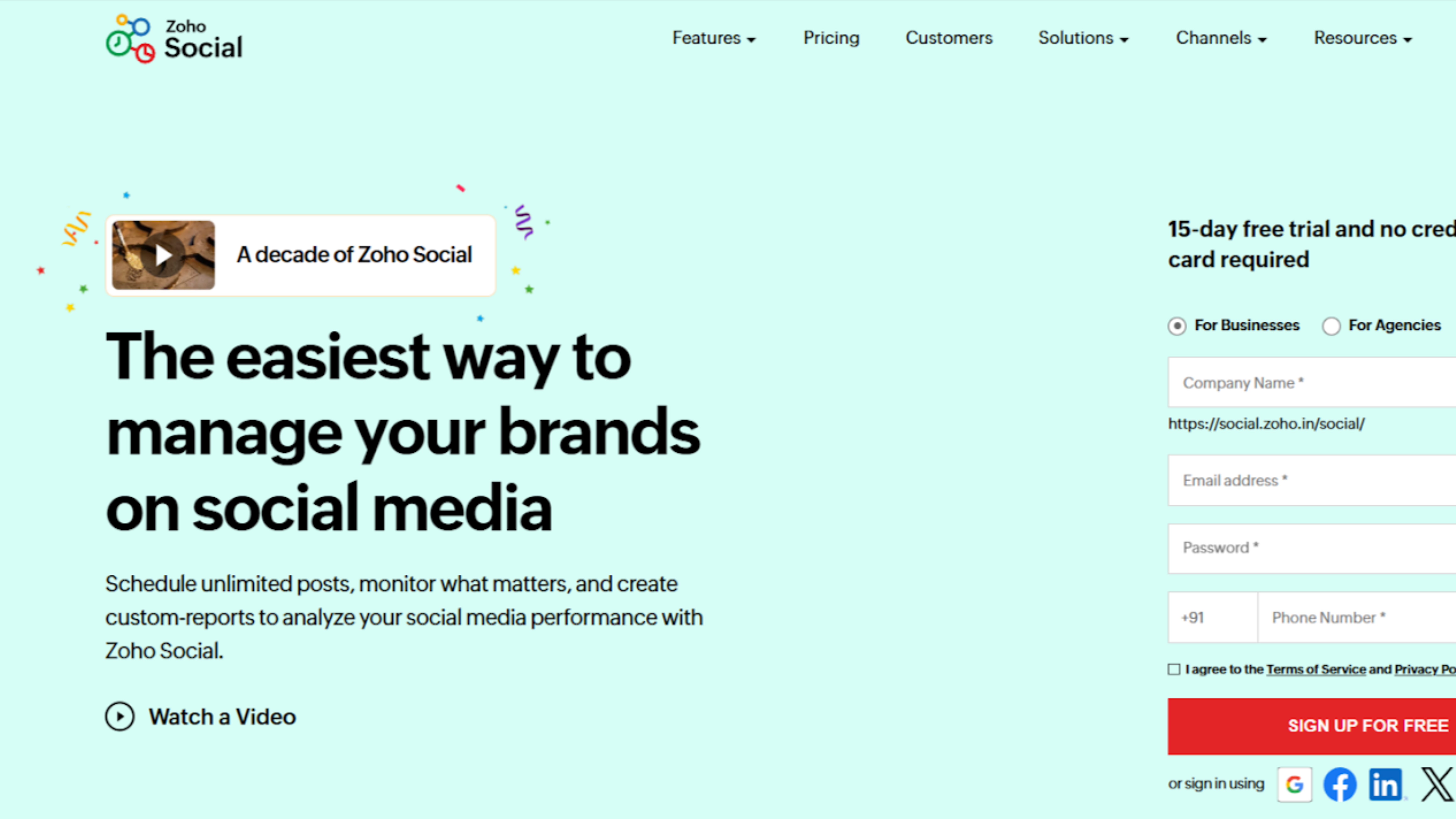 zoho social preview of zoho social