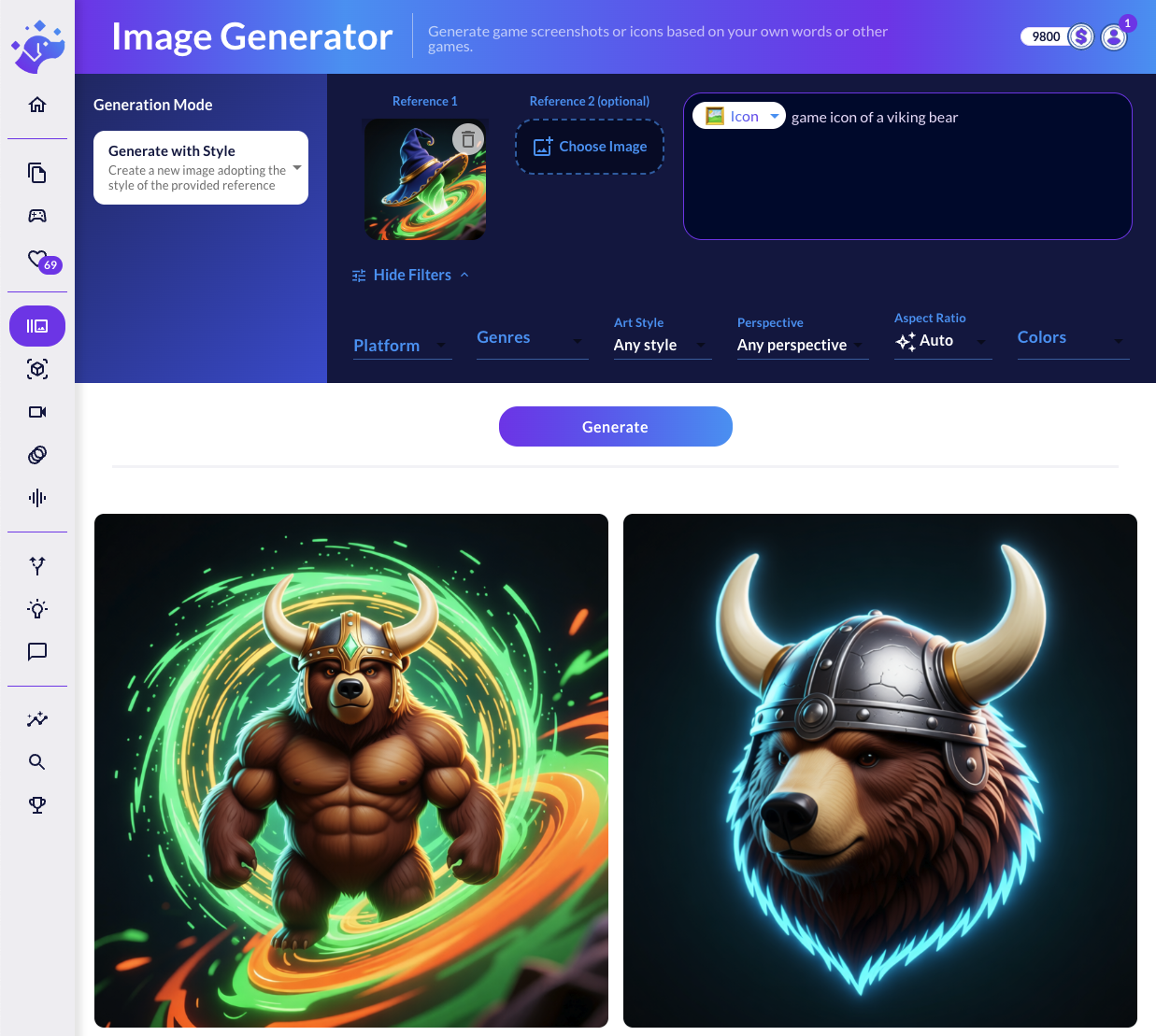 Bring Your Vision to Life with Ludo.ai’s Image Generator - Instantly visualize your game world by creating stunning concept art, gameplay screenshots, icons, and assets with simple text prompts.