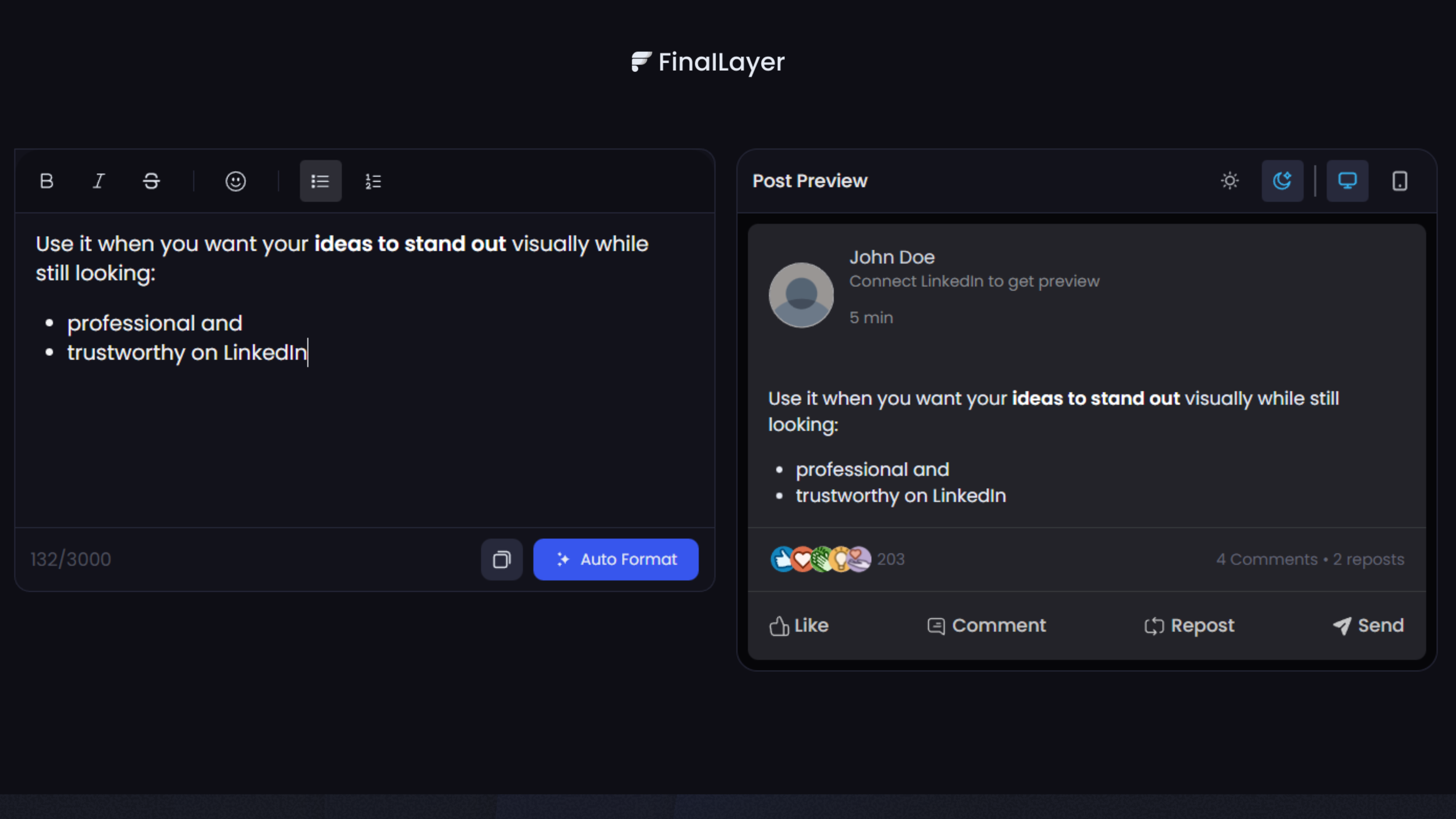 CTA for LinkedIn Text Formatter