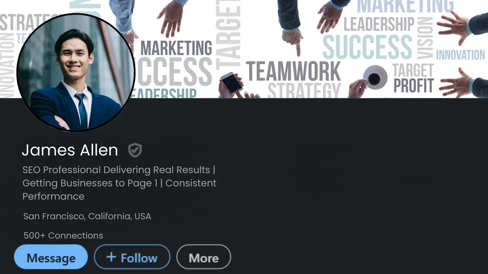 LinkedIn headline example