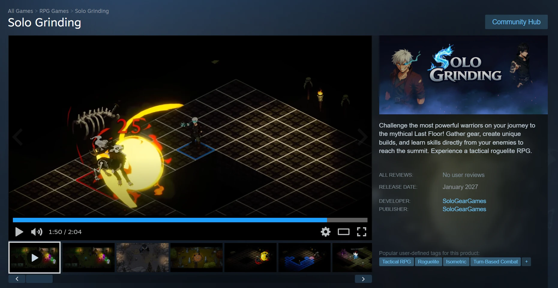 Solo Grinding Steam page