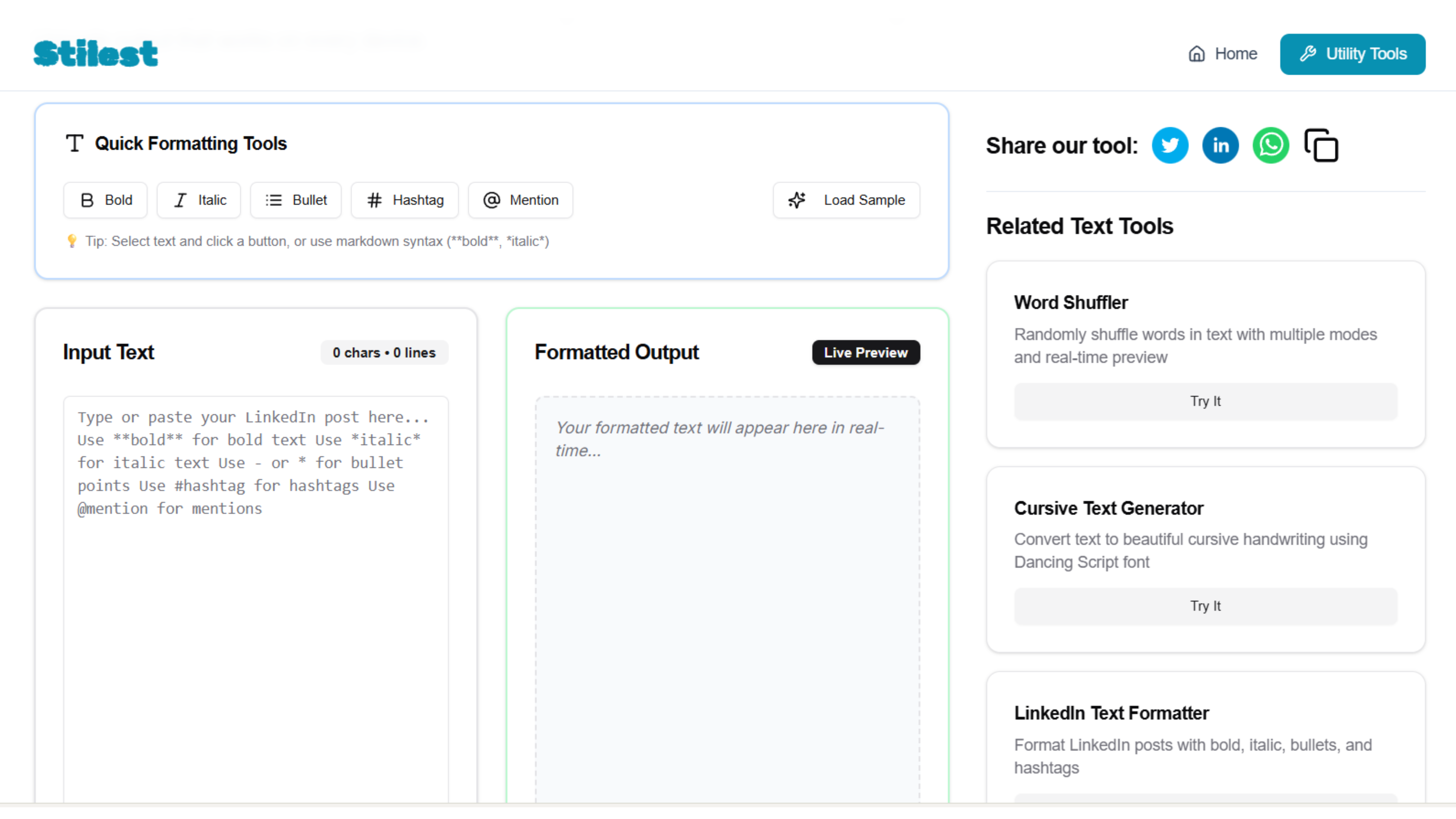 Stilest text Formatter preview