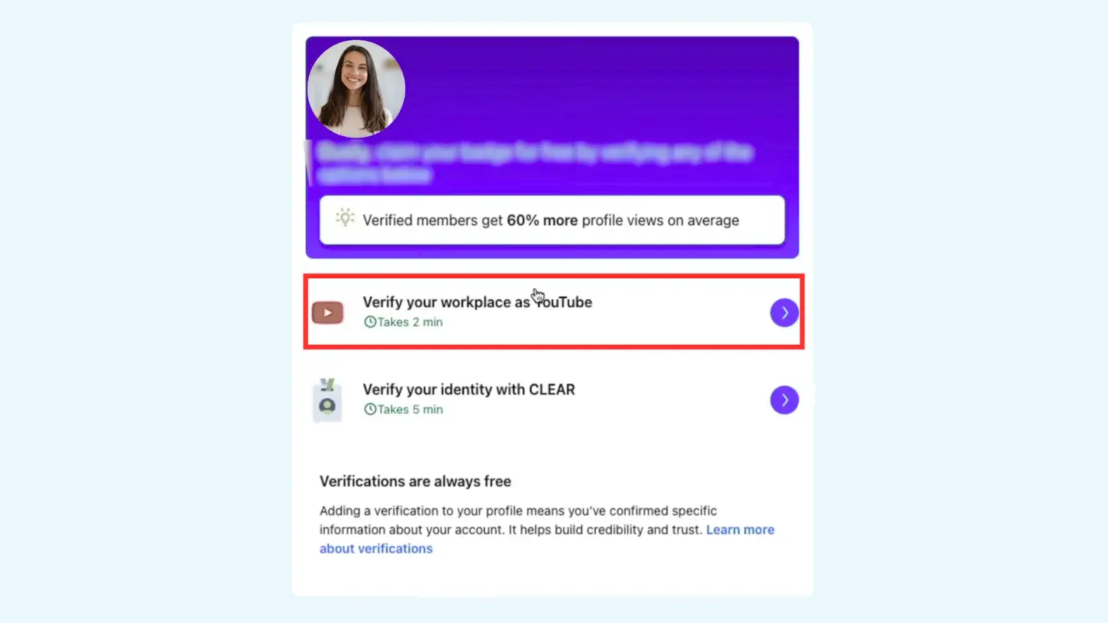 Screenshots showing verify with workplace option.