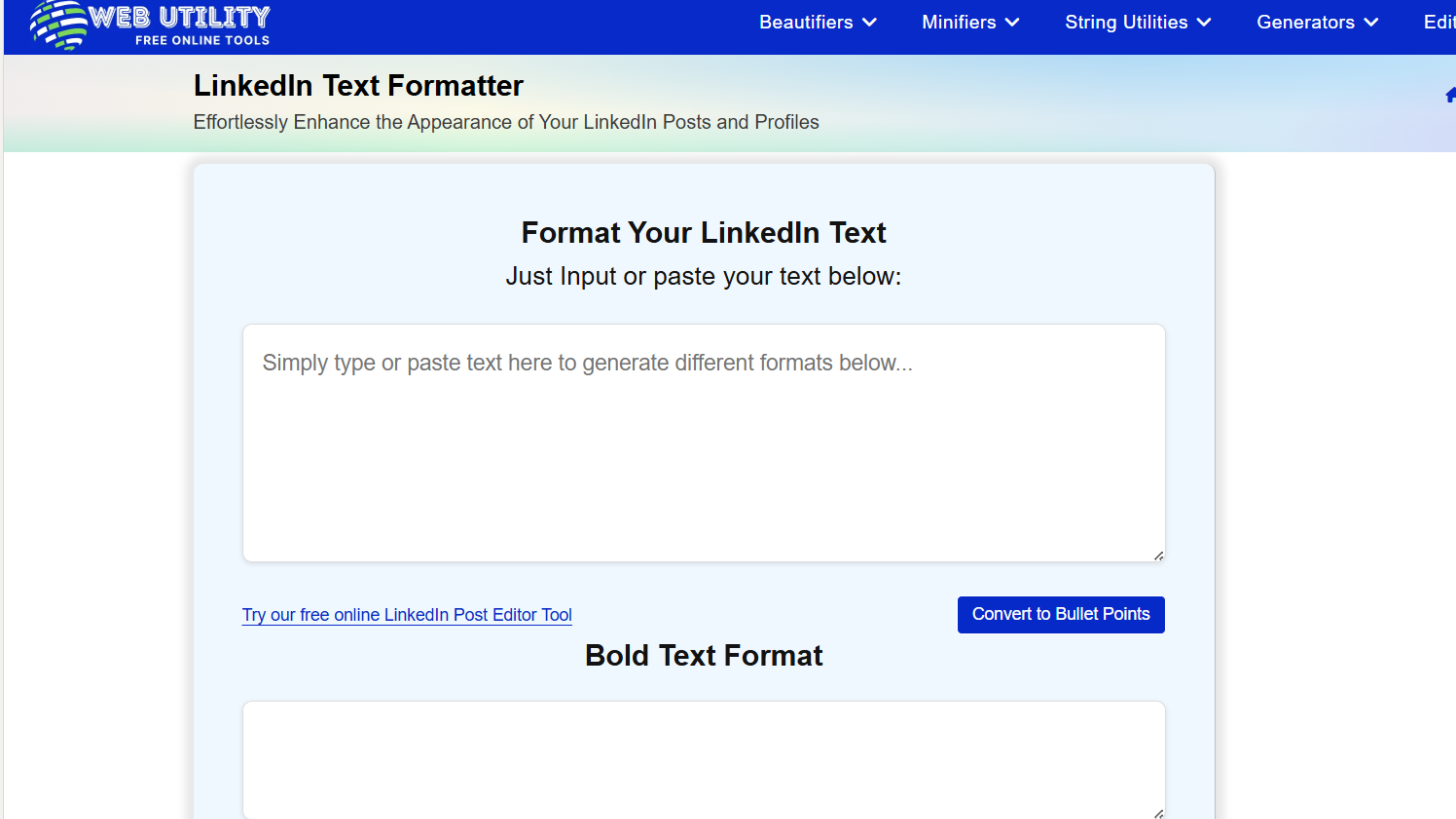 Web utility text Formatter preview