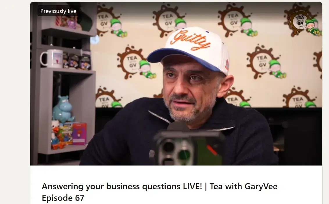 An image showing Gary Vaynerchuk posting Live content on LinkedIn