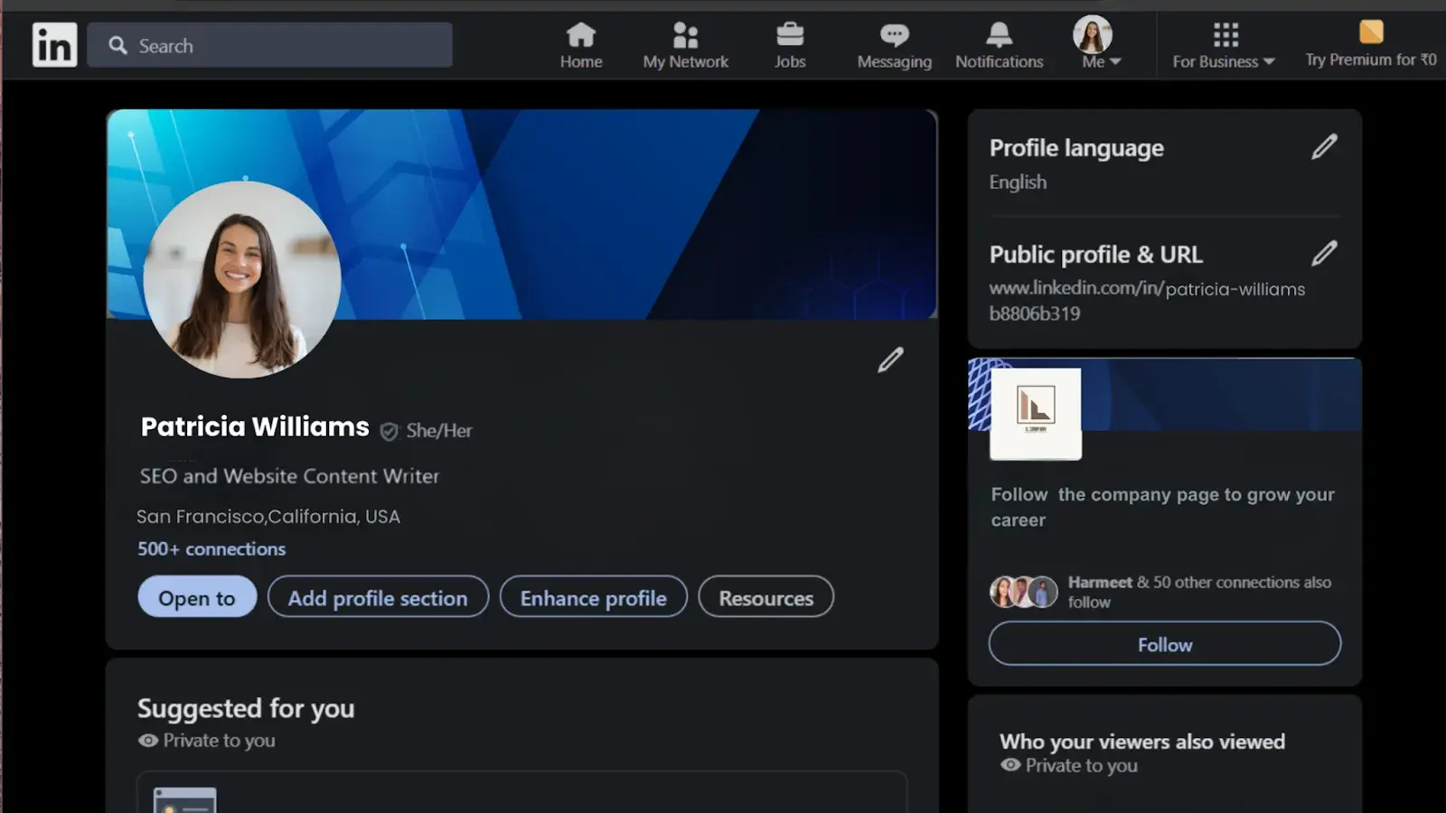 Navigation to the profile.