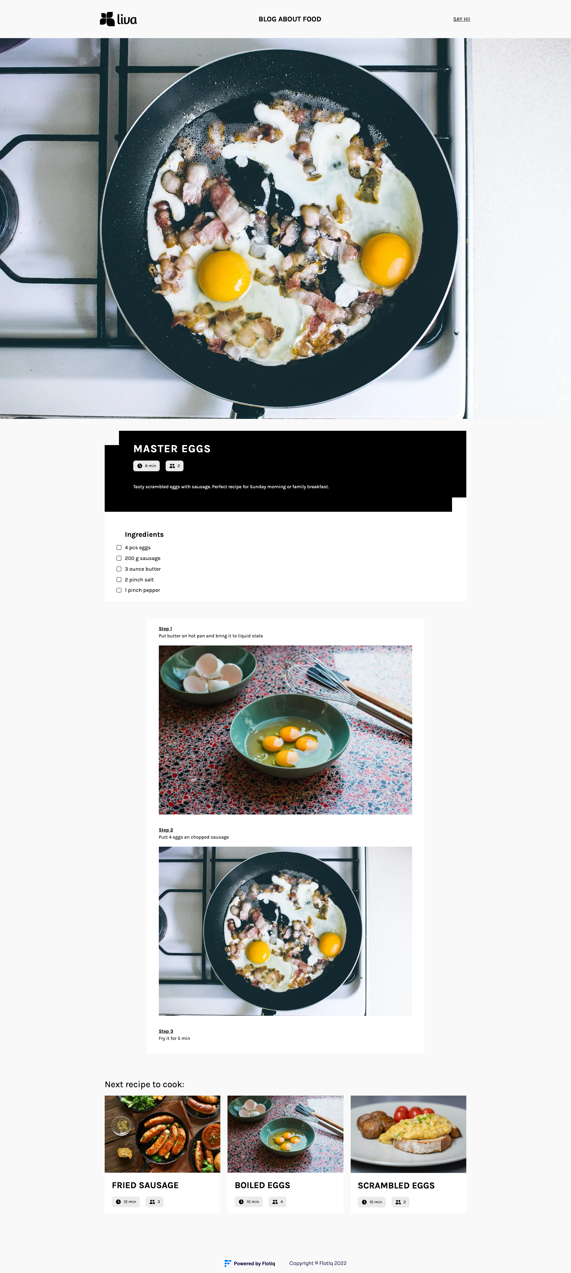 This is how frontend of our recipe page looks like