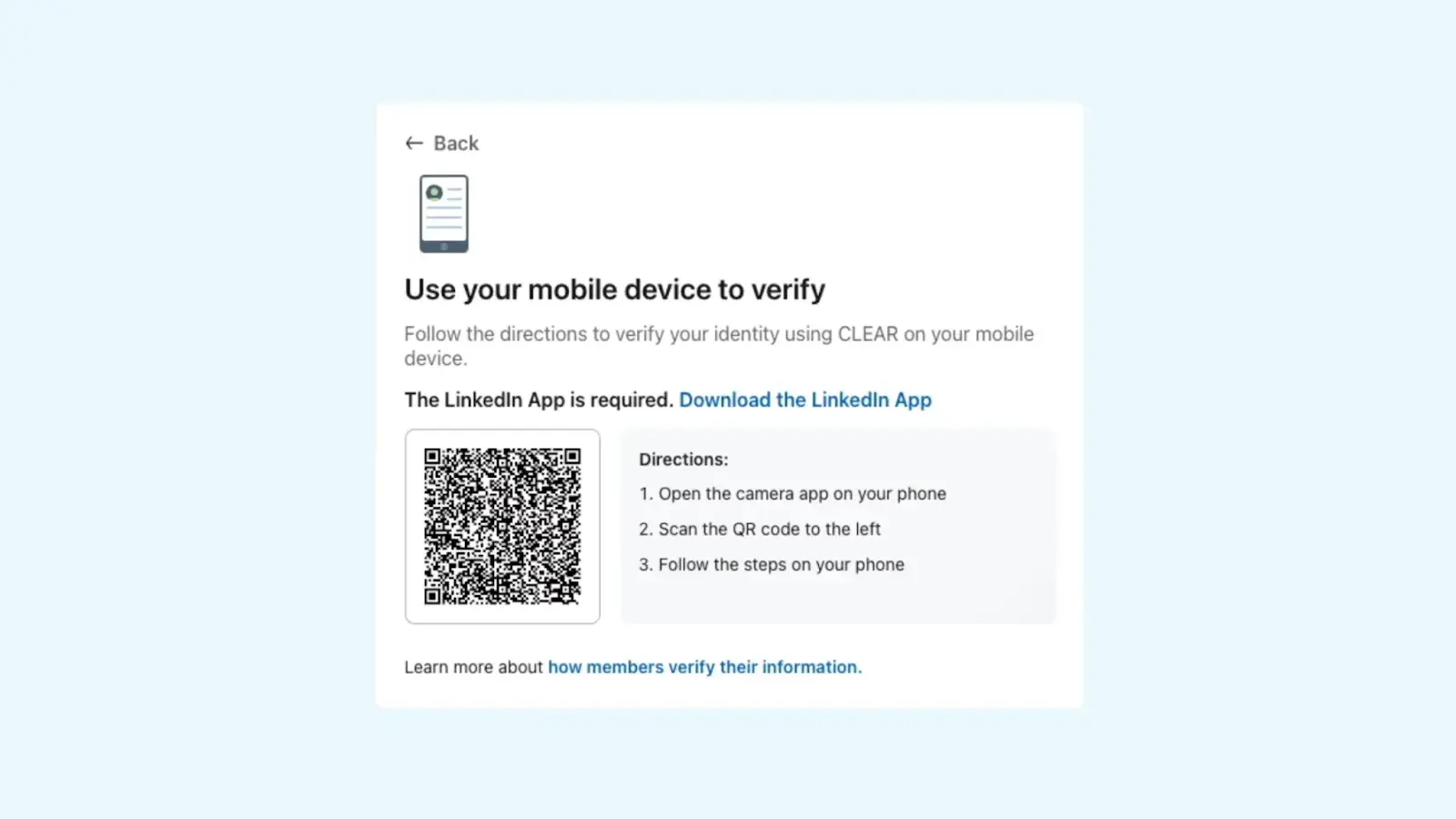 Screenshots showing QR code to be scanned by user's mobile device.
