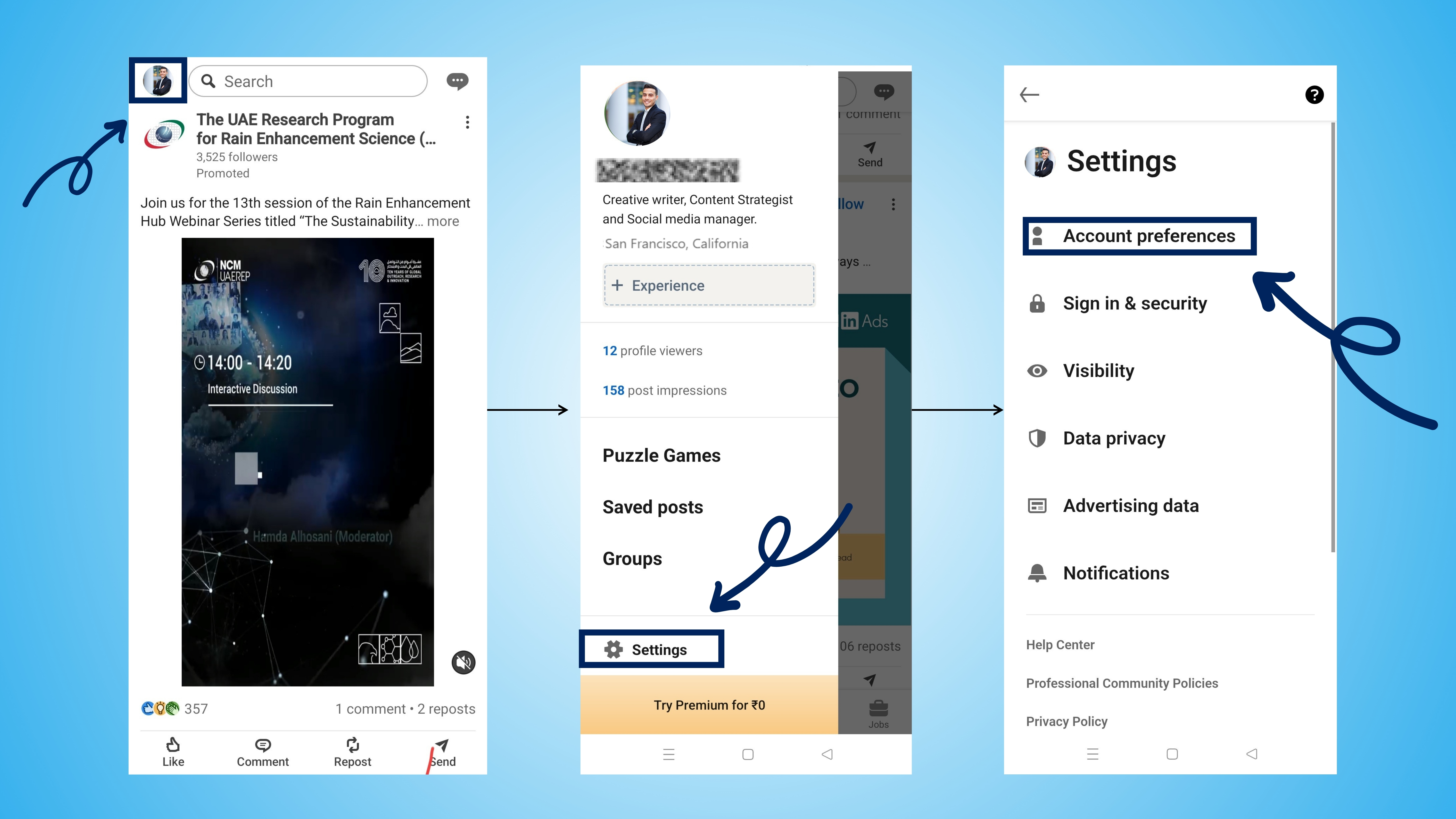 First step on How to Delete A LinkedIn Account