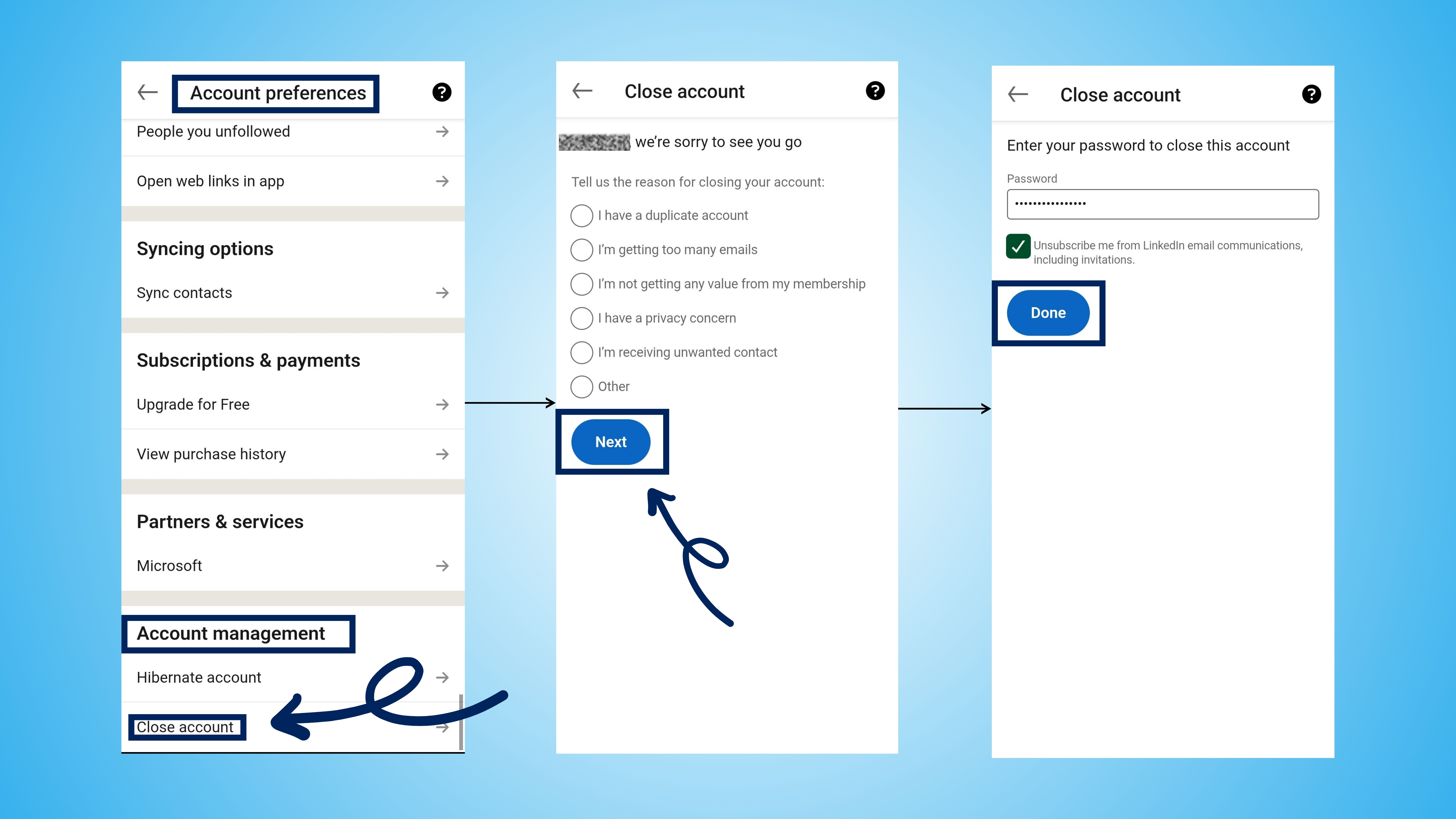 Second Step on How To Delete A LinkedIn Account