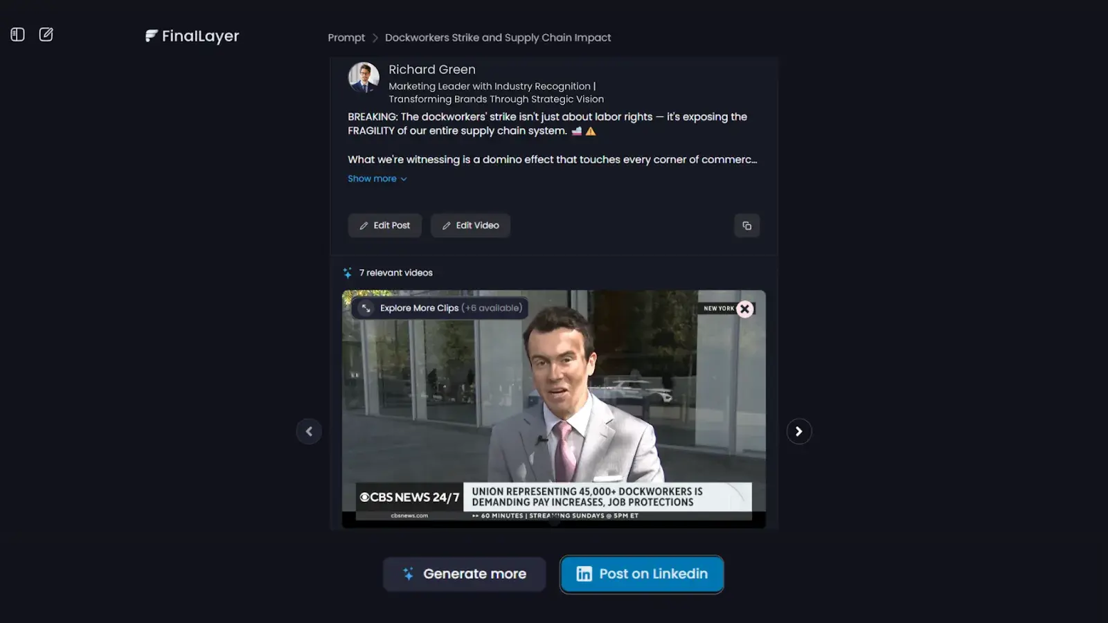 Generated LinkedIn video post.
