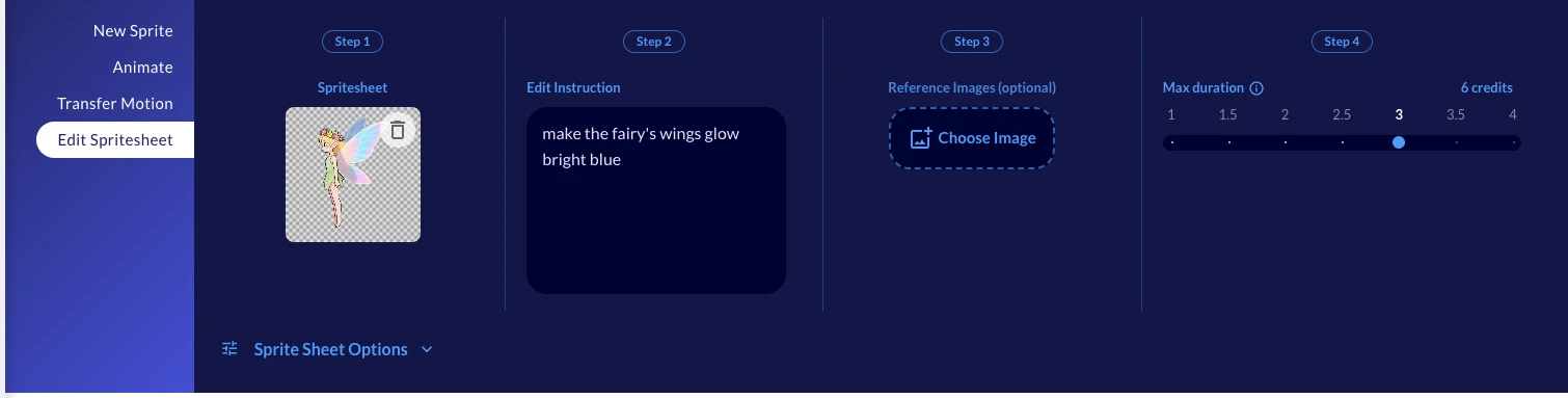Edit Spritesheet tab
