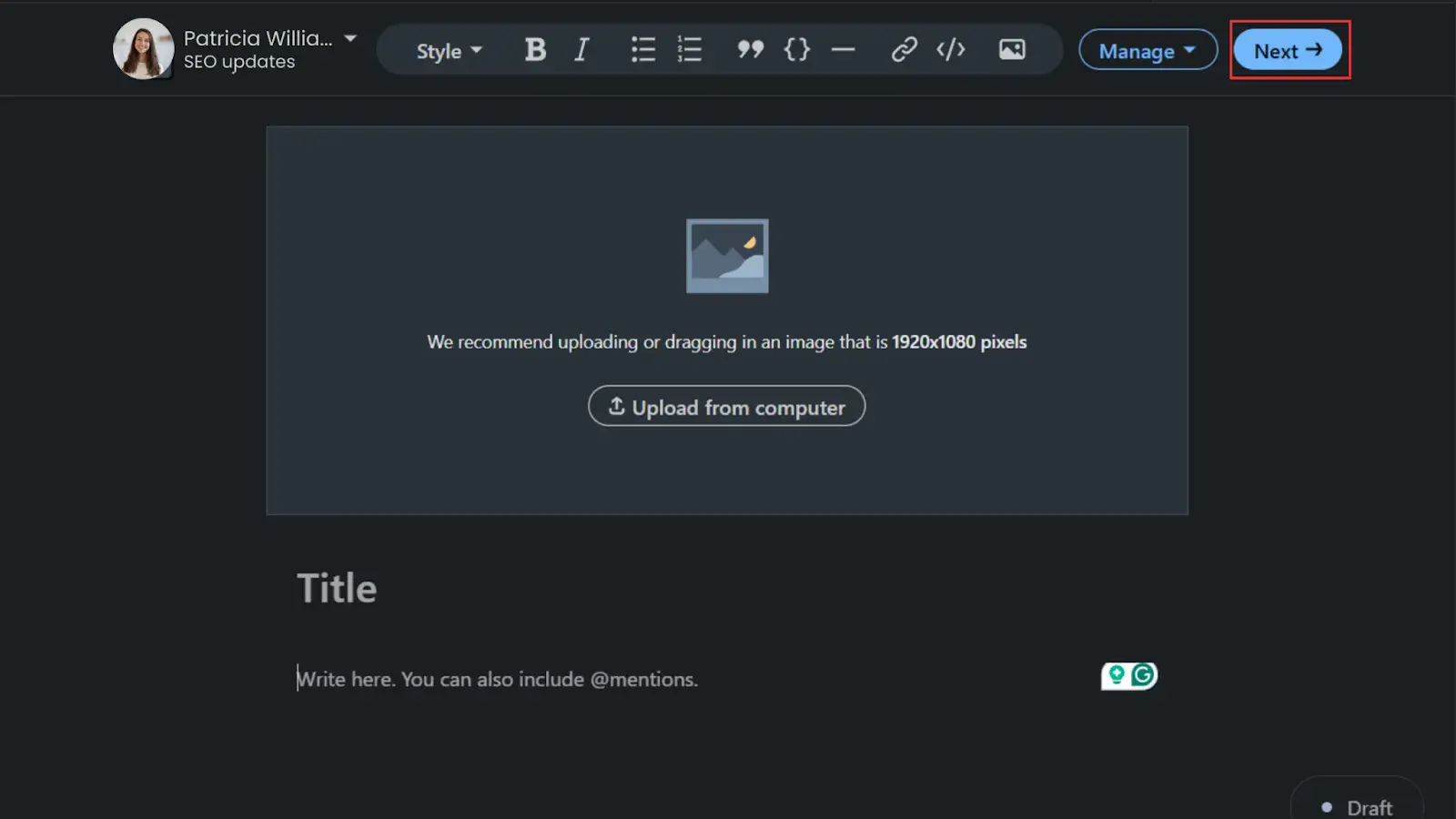 Upload a cover image