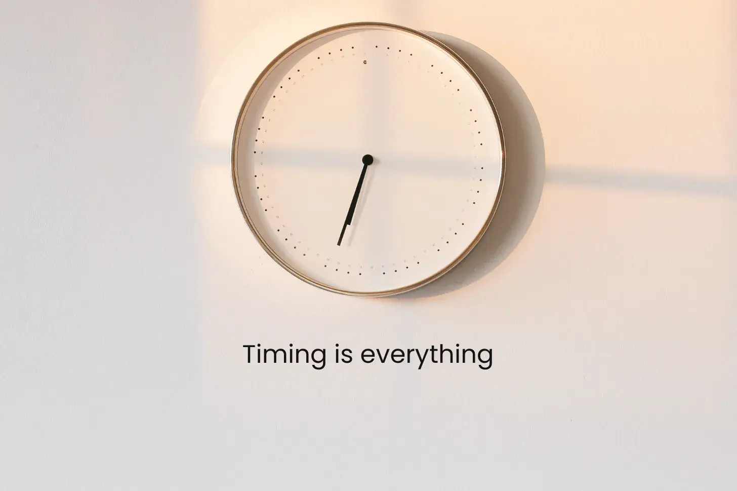 An image showing a clock and a description which says "Timing is everything"