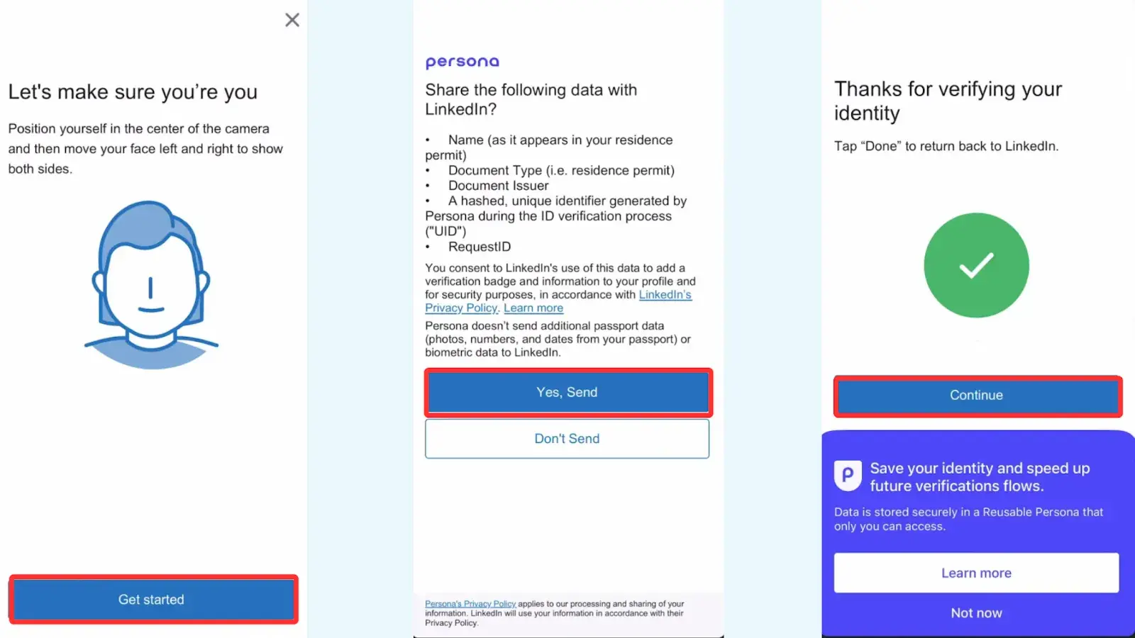Screenshot showing the successful verification.