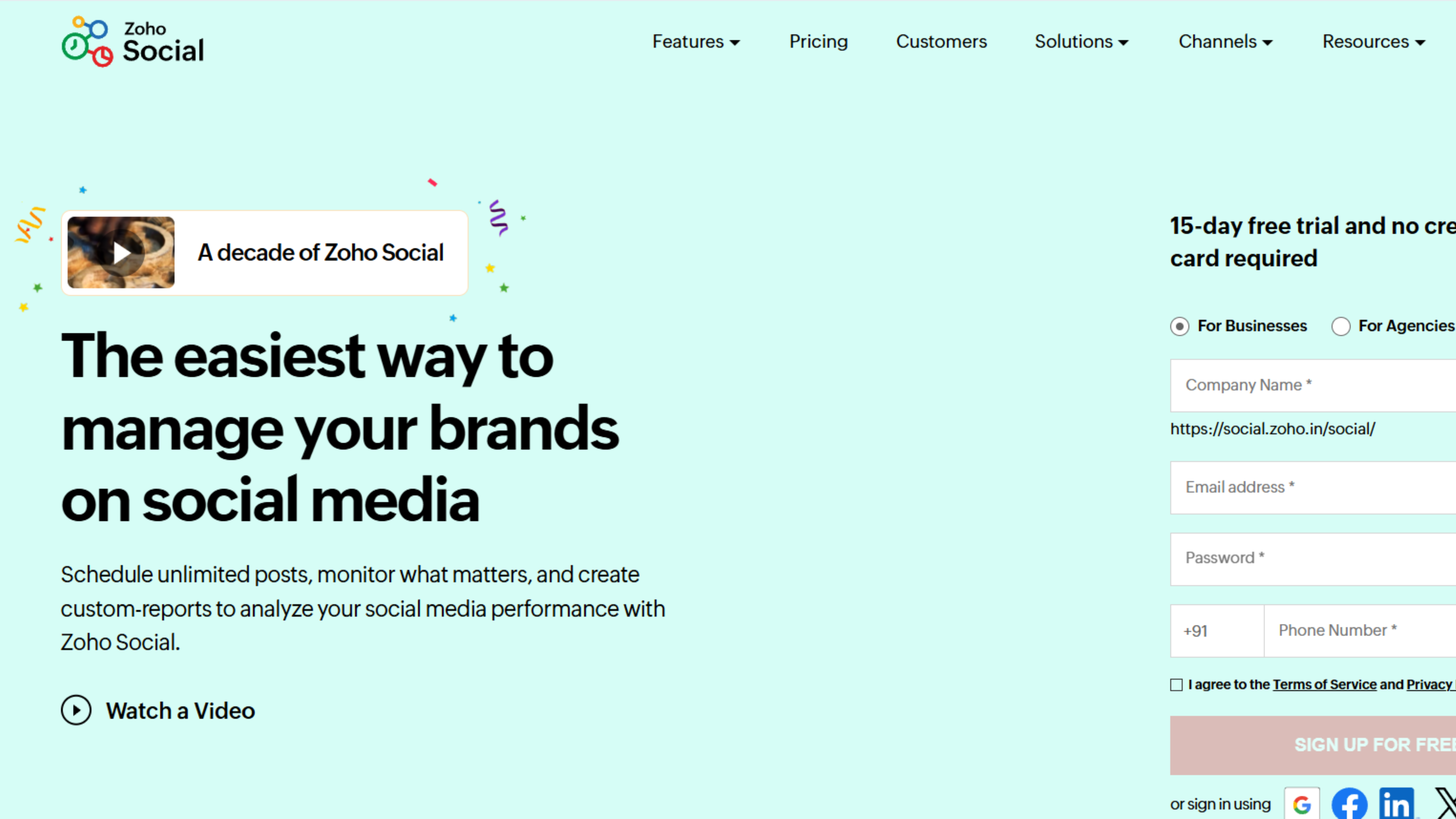 preview of zoho social