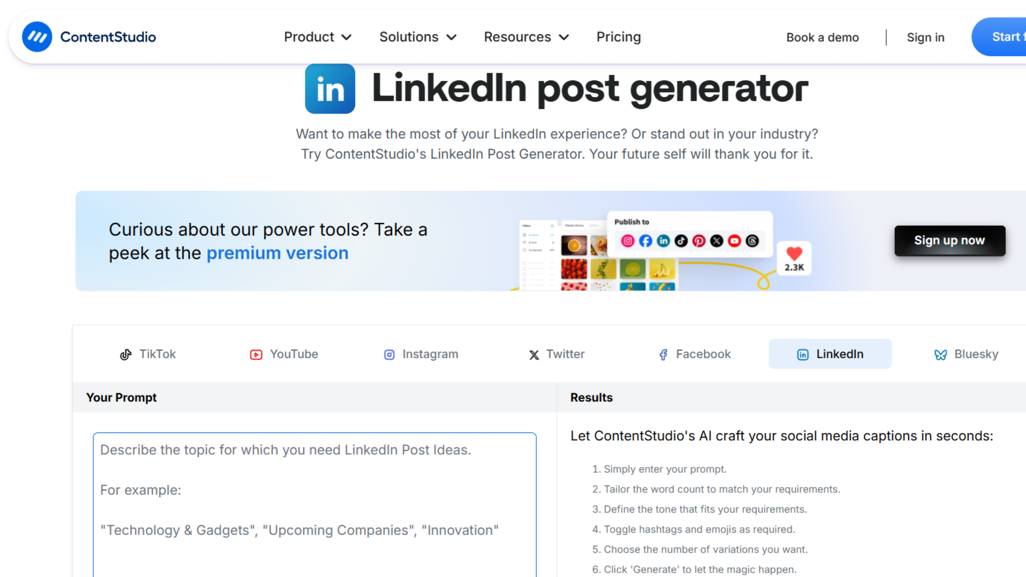 Content Studio dashboard preview