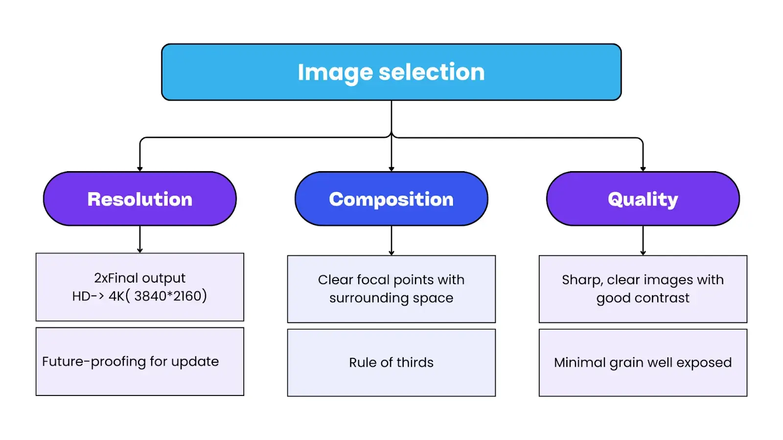 Flow chart showing criteria for image selection.