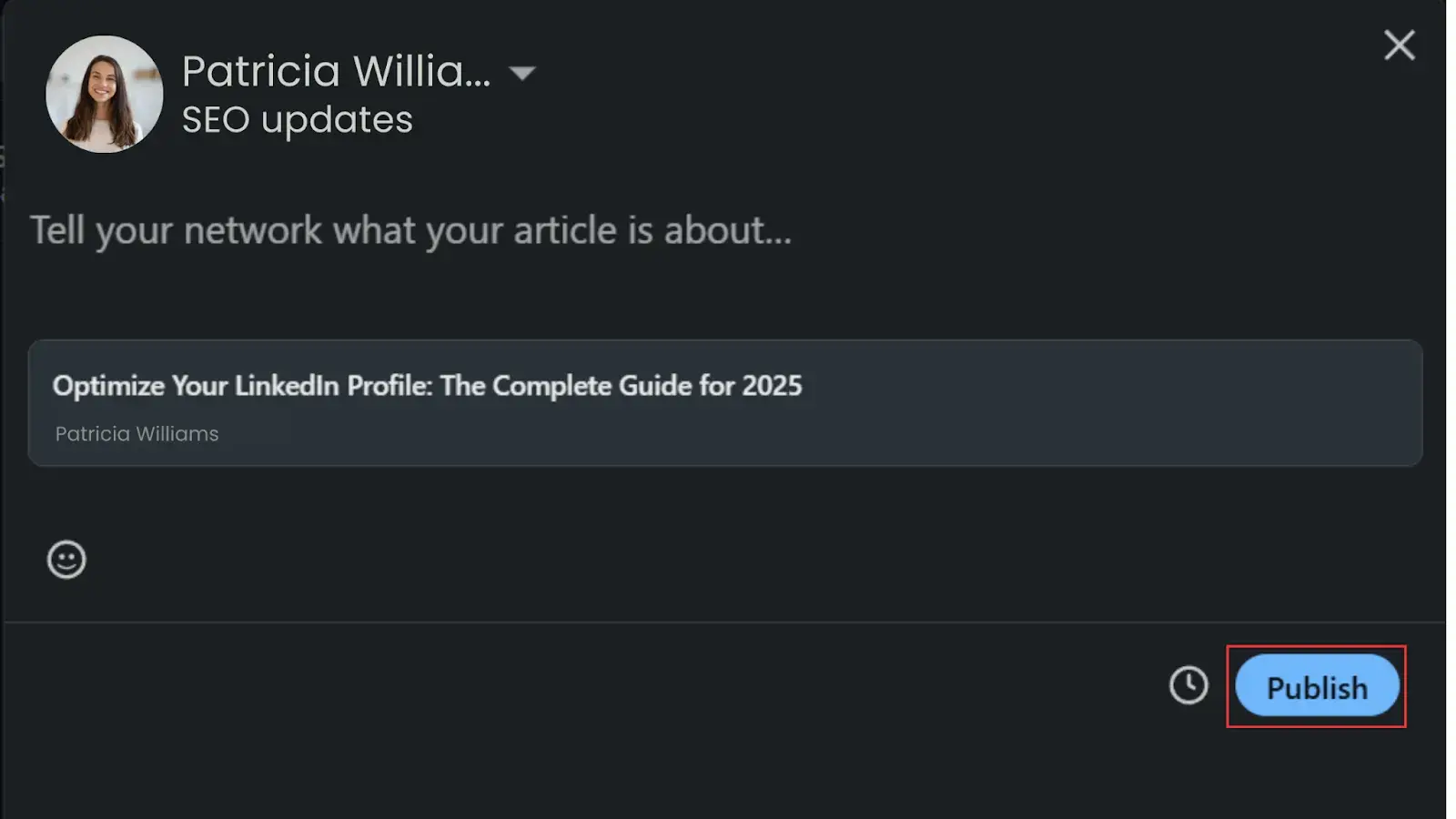 Publish button