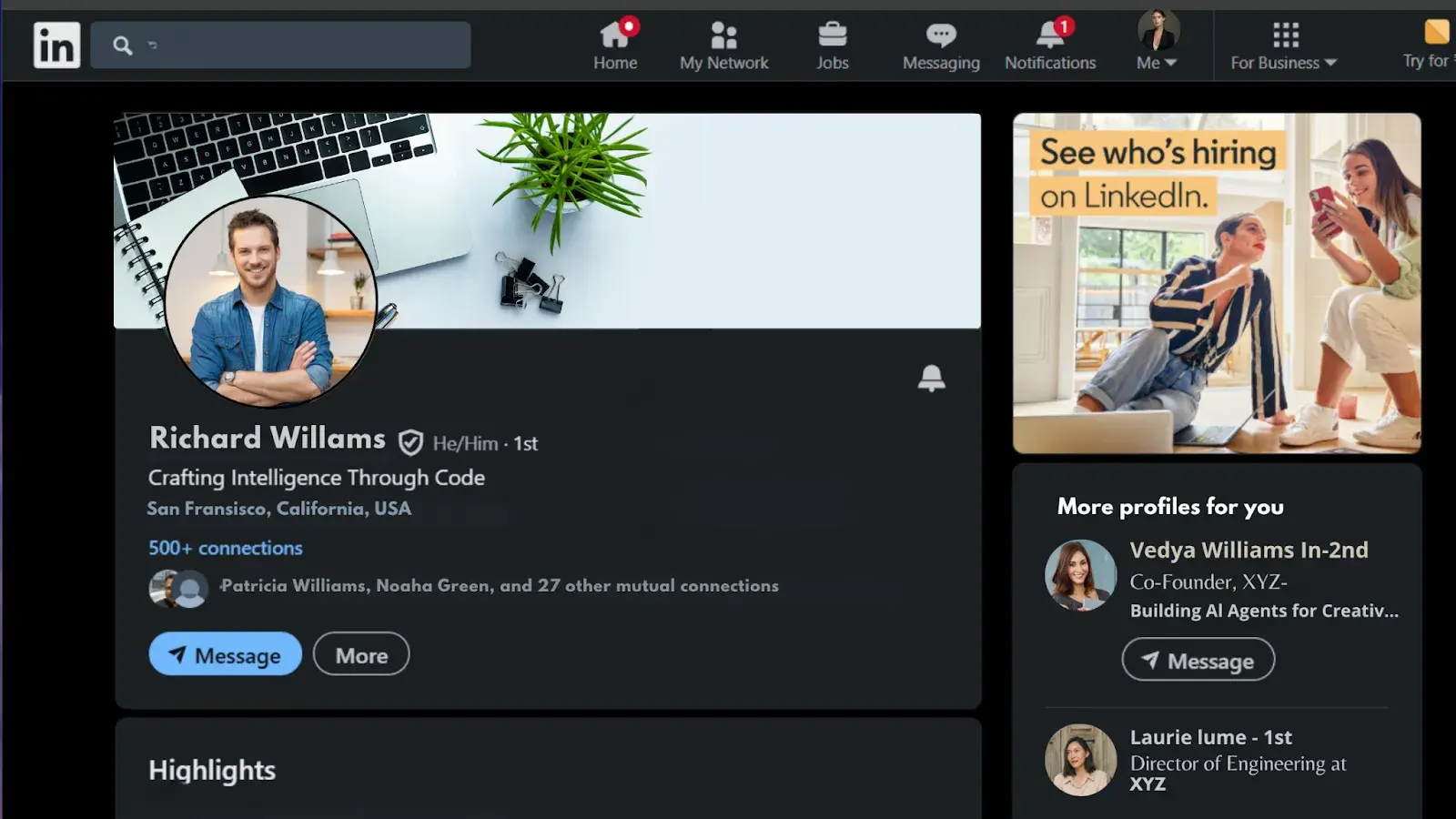 Screenshot of Richard's profile.