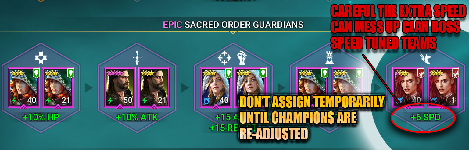 Careful with the Speed bonus from the Faction Guardians