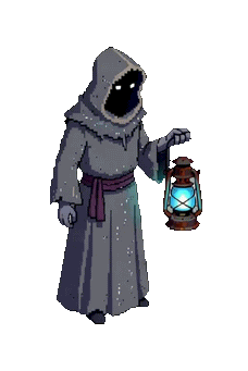 Animated hooded priest enemy holding a glowing lantern