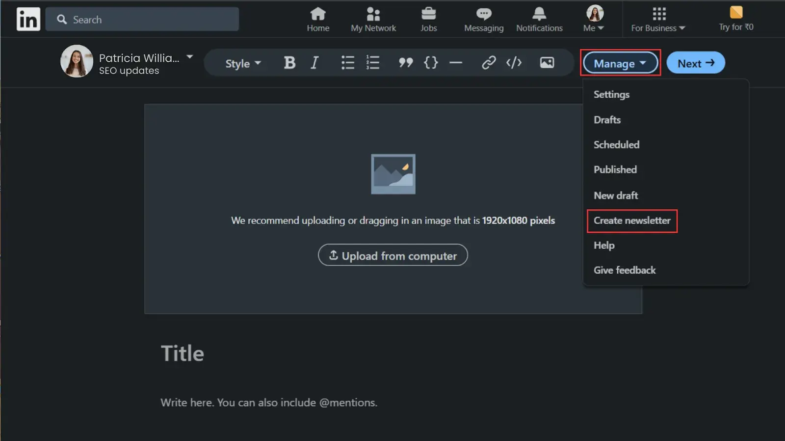 Create newsletter