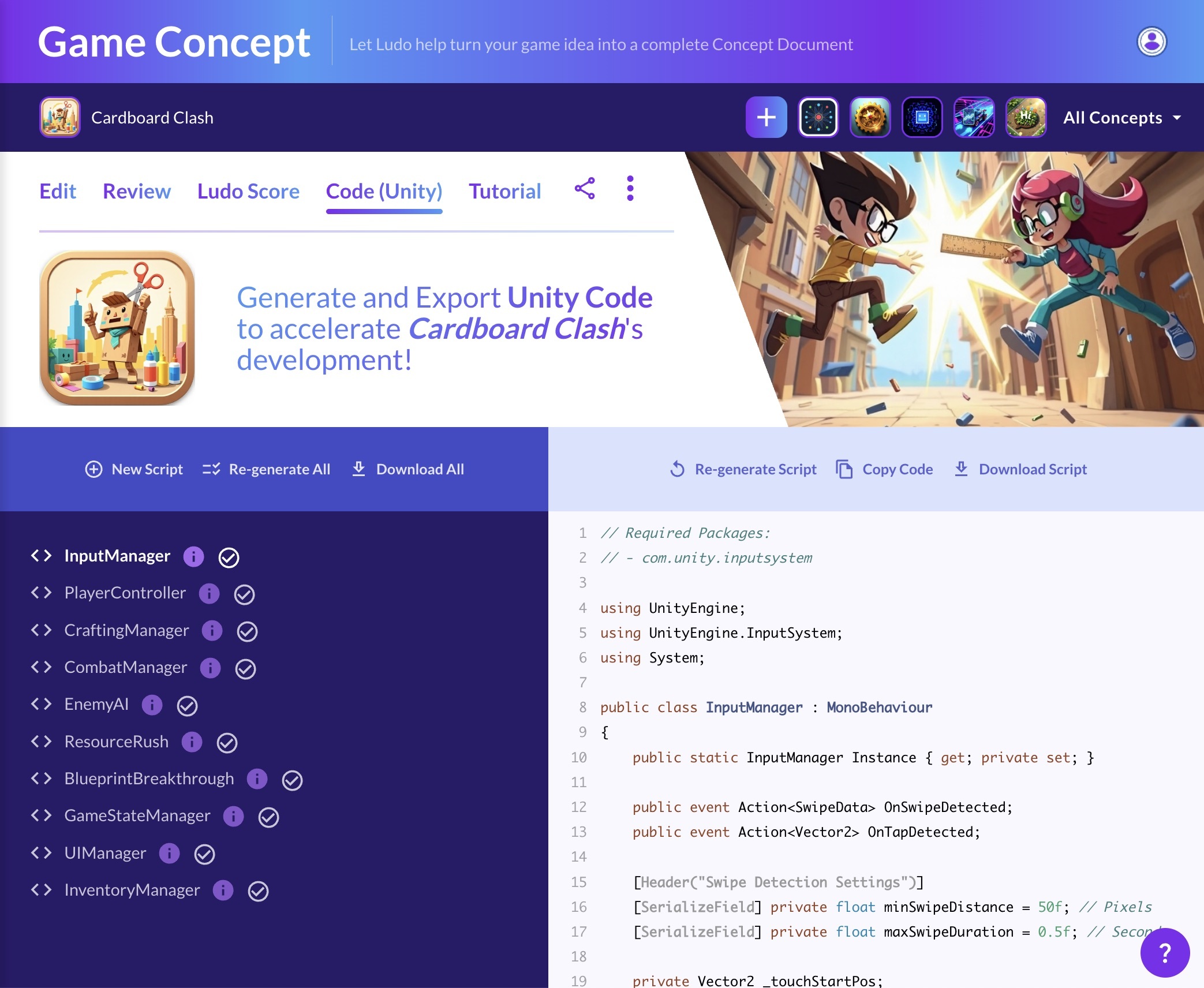 Turn Game Concepts Into Code with Ludo.ai’s Unity Code Generator