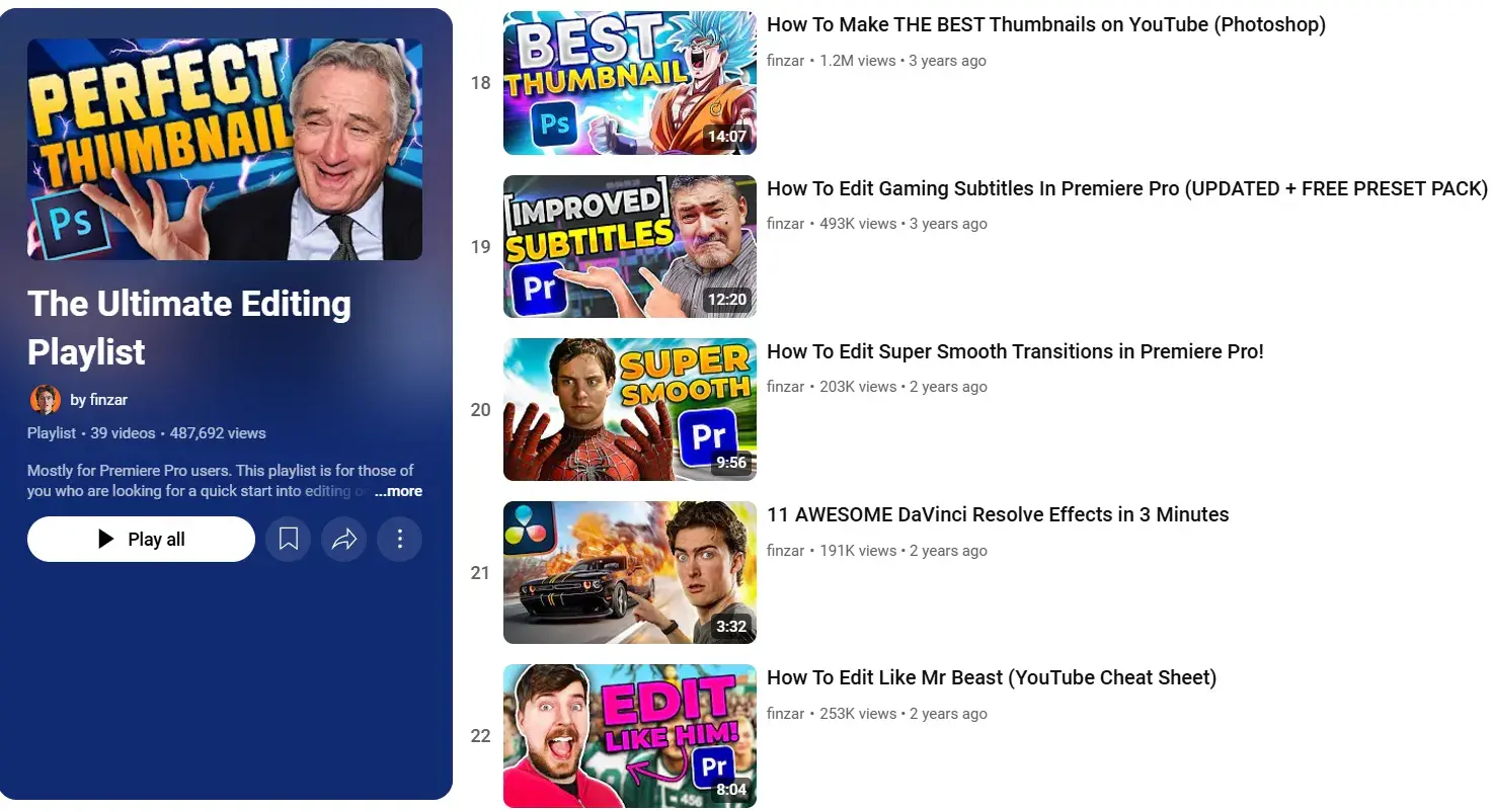 Image of Finzar's Editing Playlist