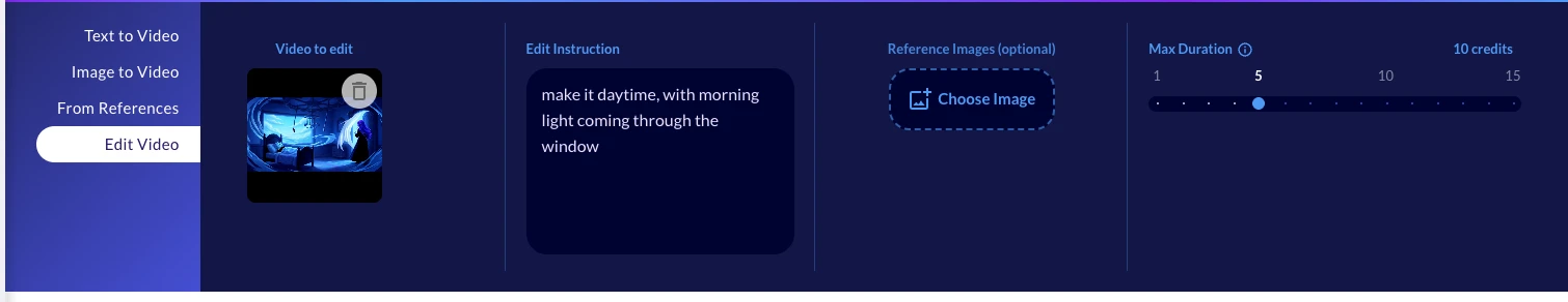 Edit Video tab