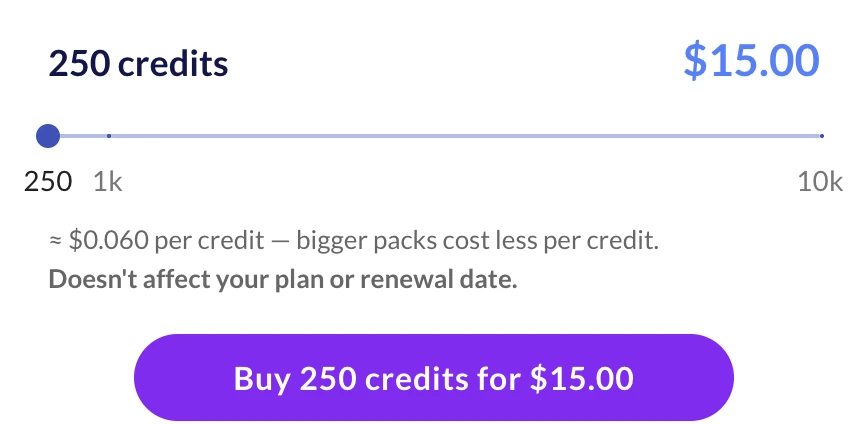 Choose any amount with the top-up slider