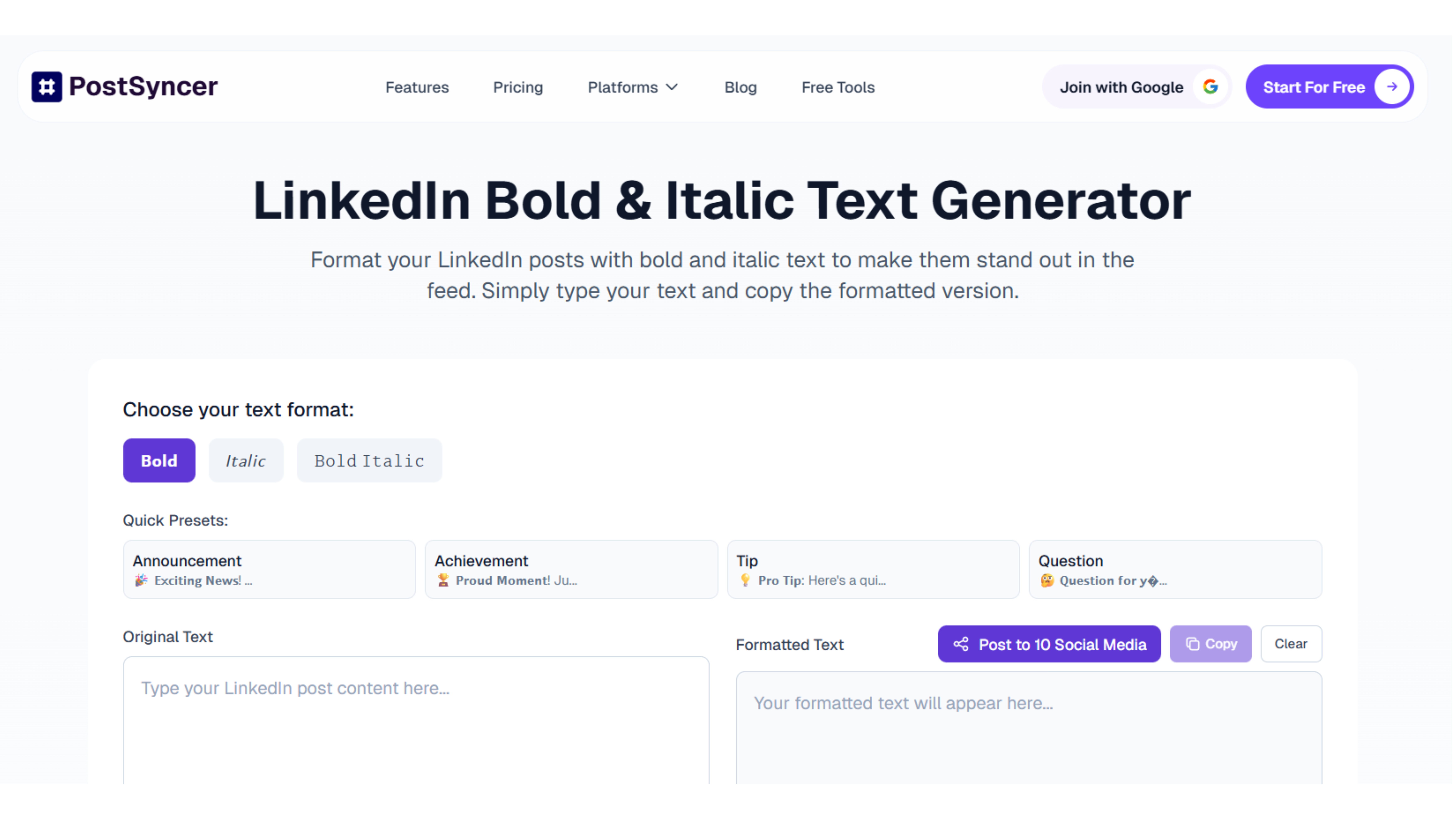 Post syncer text Formatter preview