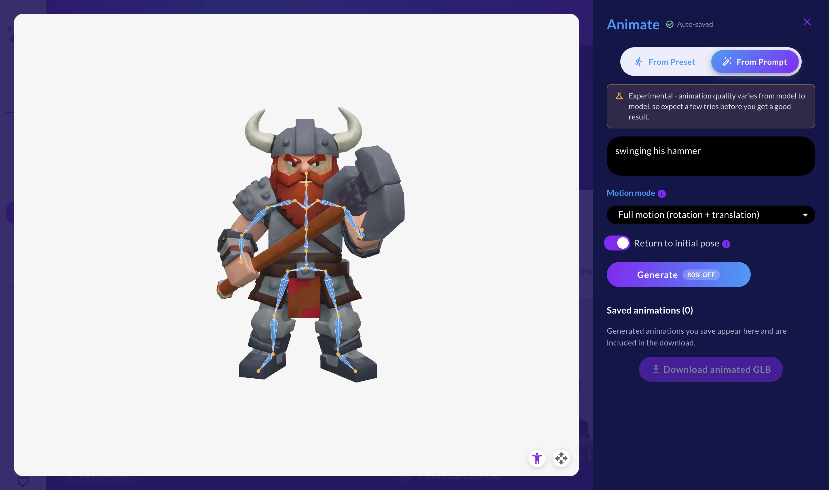 Animate a rigged character from a text prompt