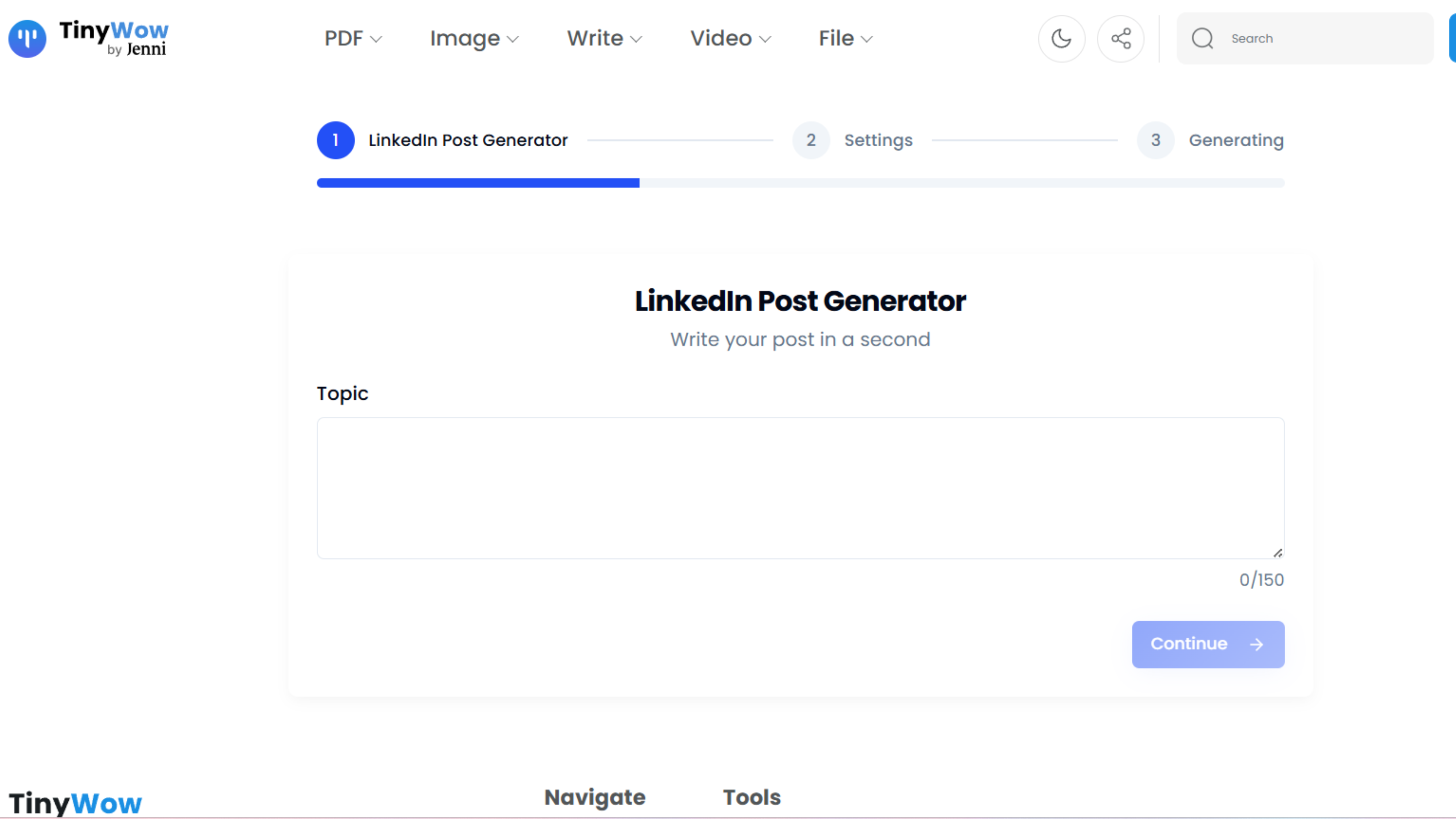 Tiny Wow dashboard preview