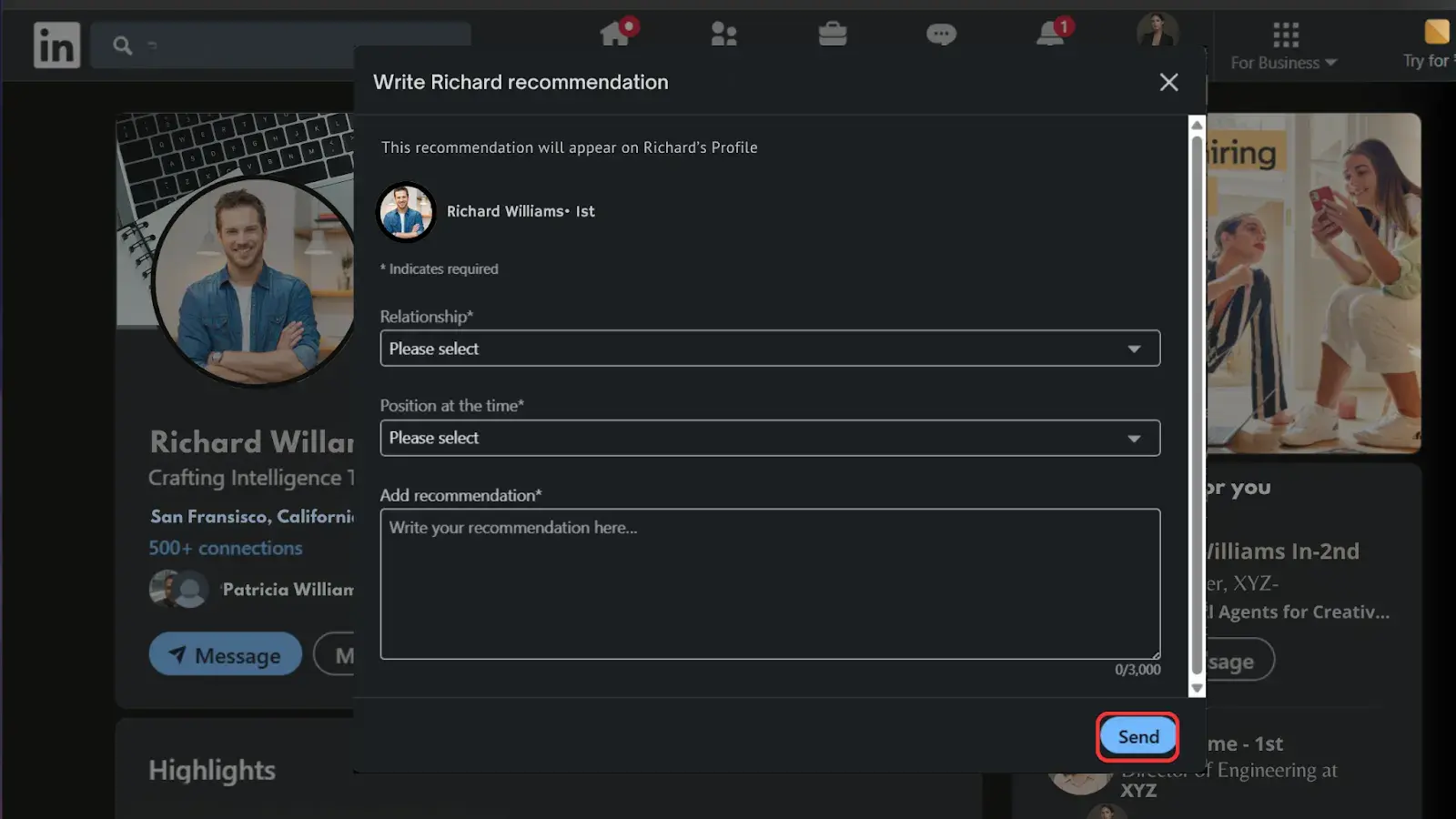 Write the recommendation and send.