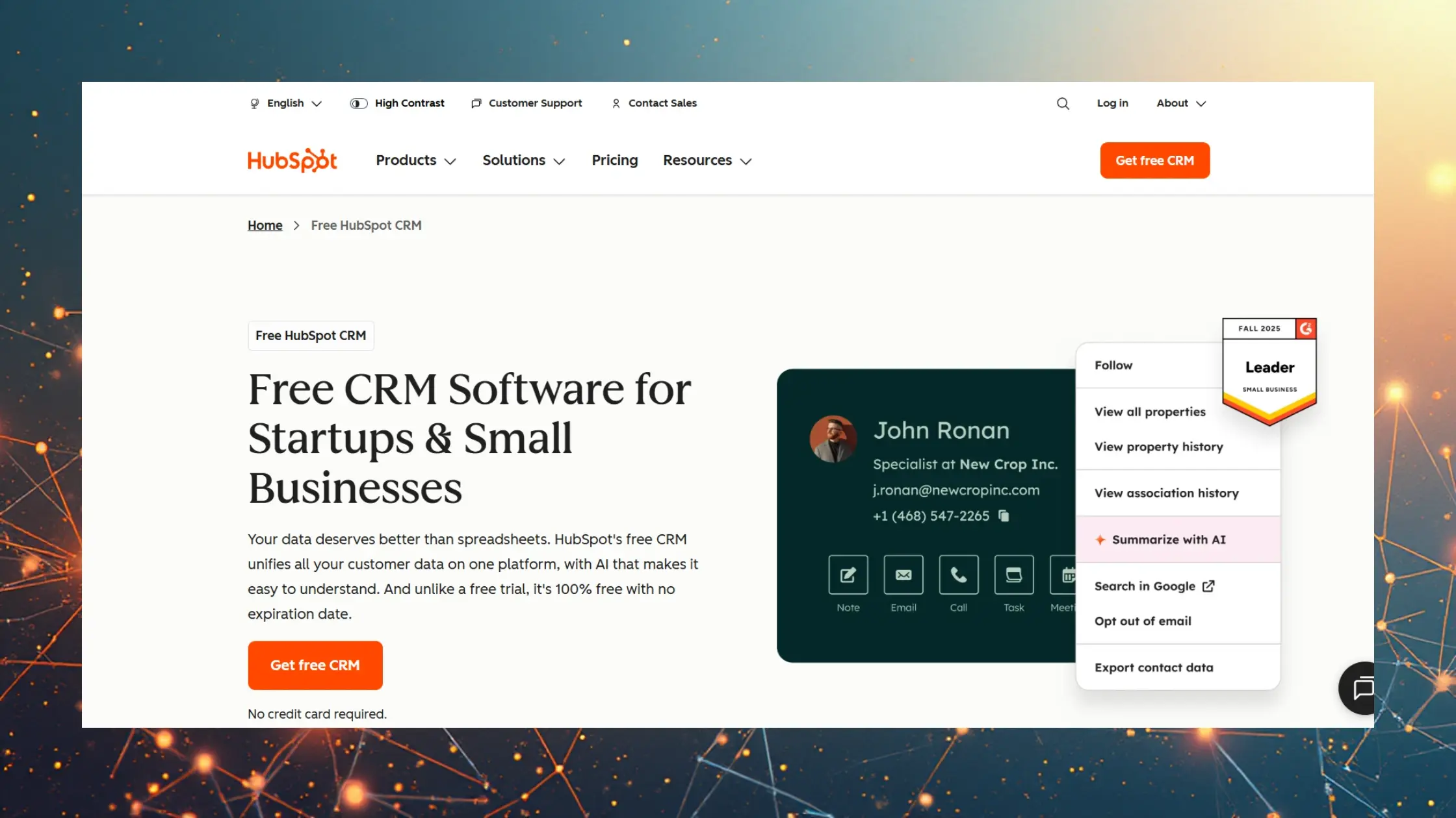 Hubspot's Interface Preview