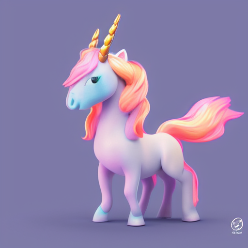 <b>&nbsp;</b>Tiny cute unicorn, standing character, soft smooth lighting, soft pastel colors, skottie young, 3d blender render, polycount, modular constructivism, pop surrealism, physically based rendering, colorful background